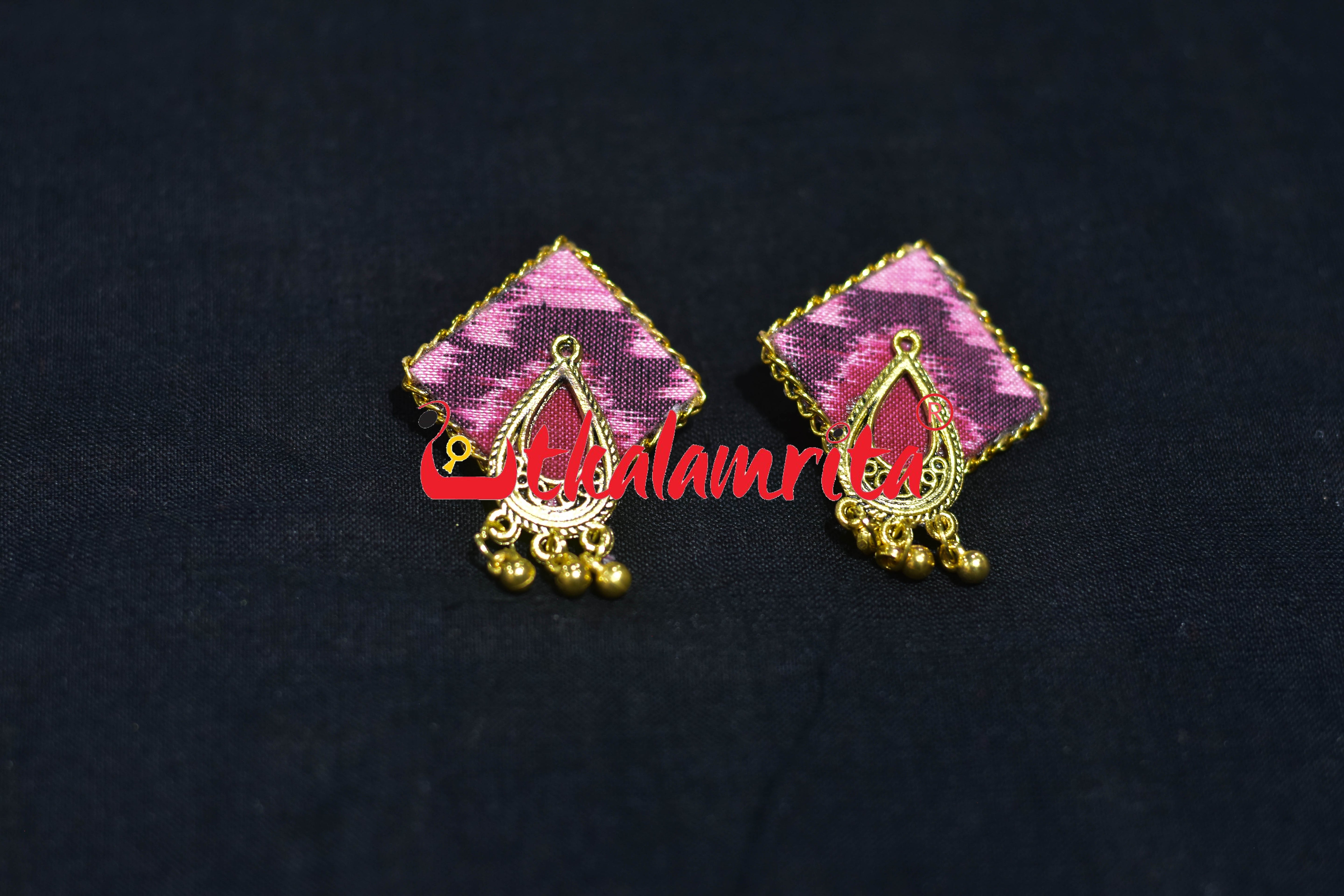 Sweetheart Pink Ikat Golden Necklace Set