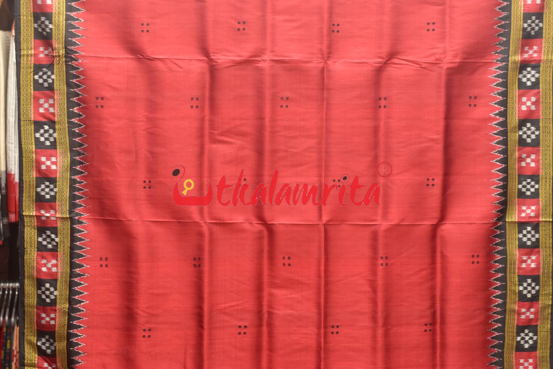 Maroon Buti Pasapali Khandua Silk Saree