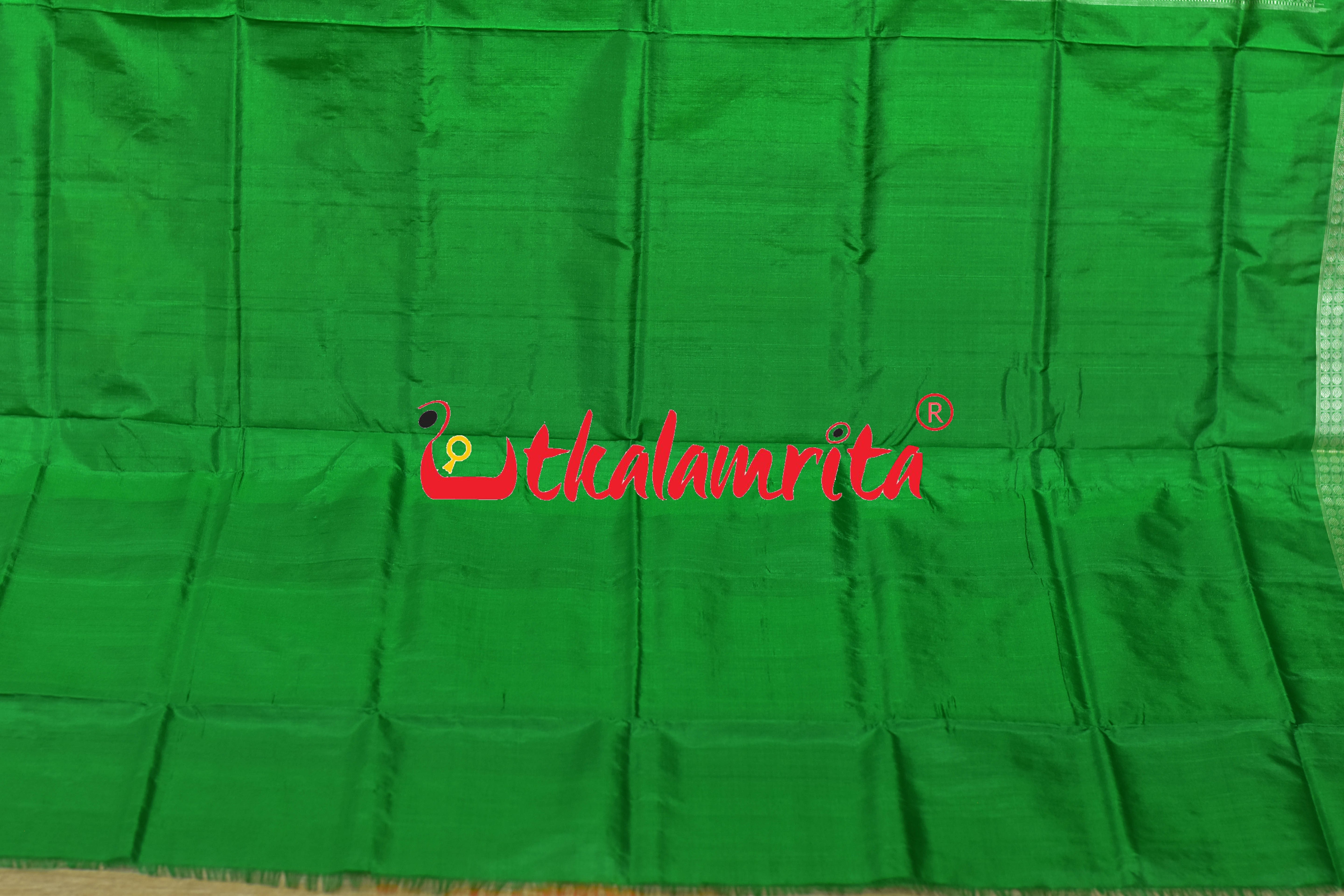 Frooti Golden Green Dhaana Tribal Bomkai Silk Saree