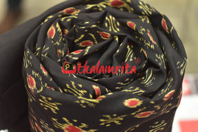 Black Red Star Flower Sambalpuri Silk (Fabric)