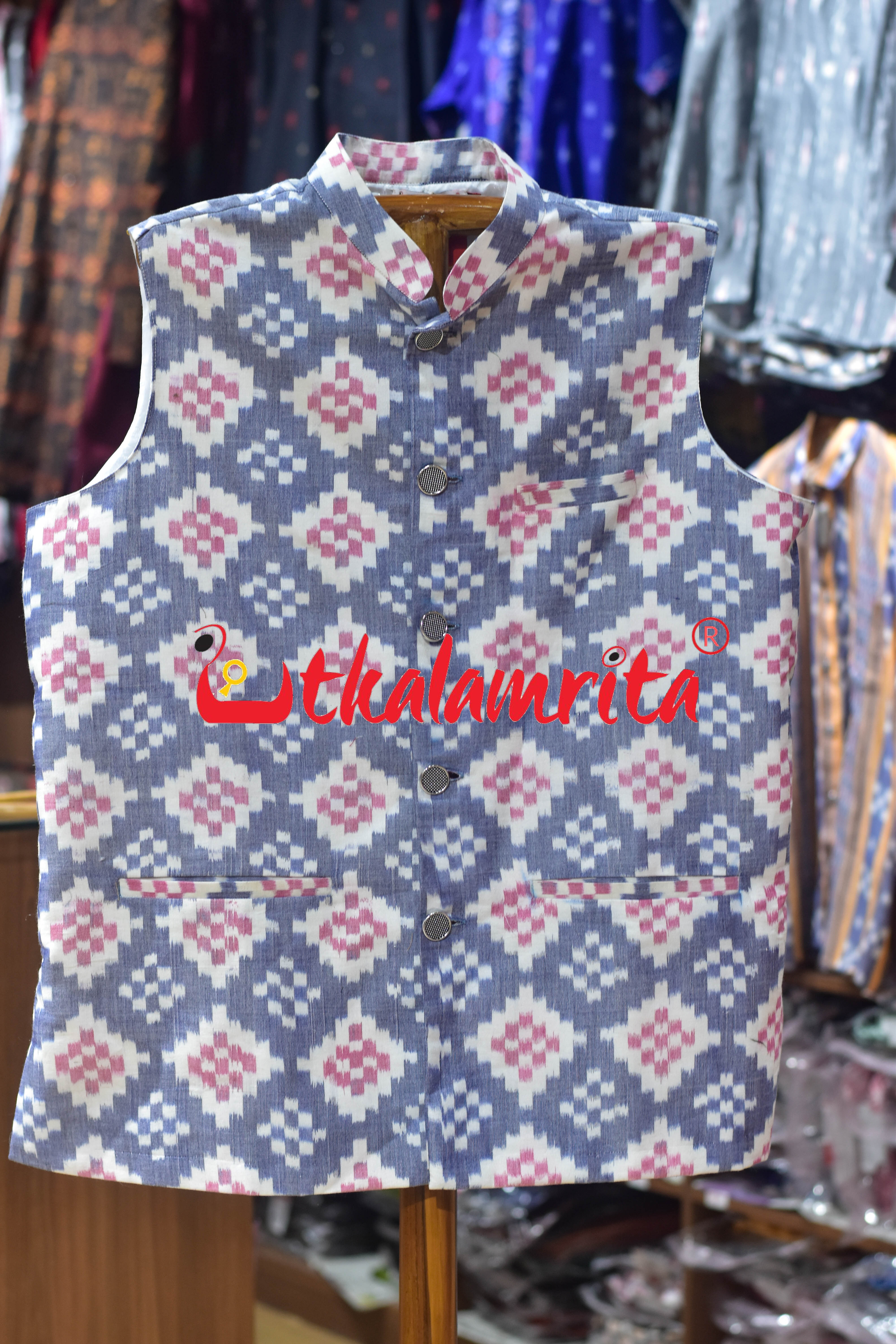 White Blue Plain Pasapali (Modi Jacket)