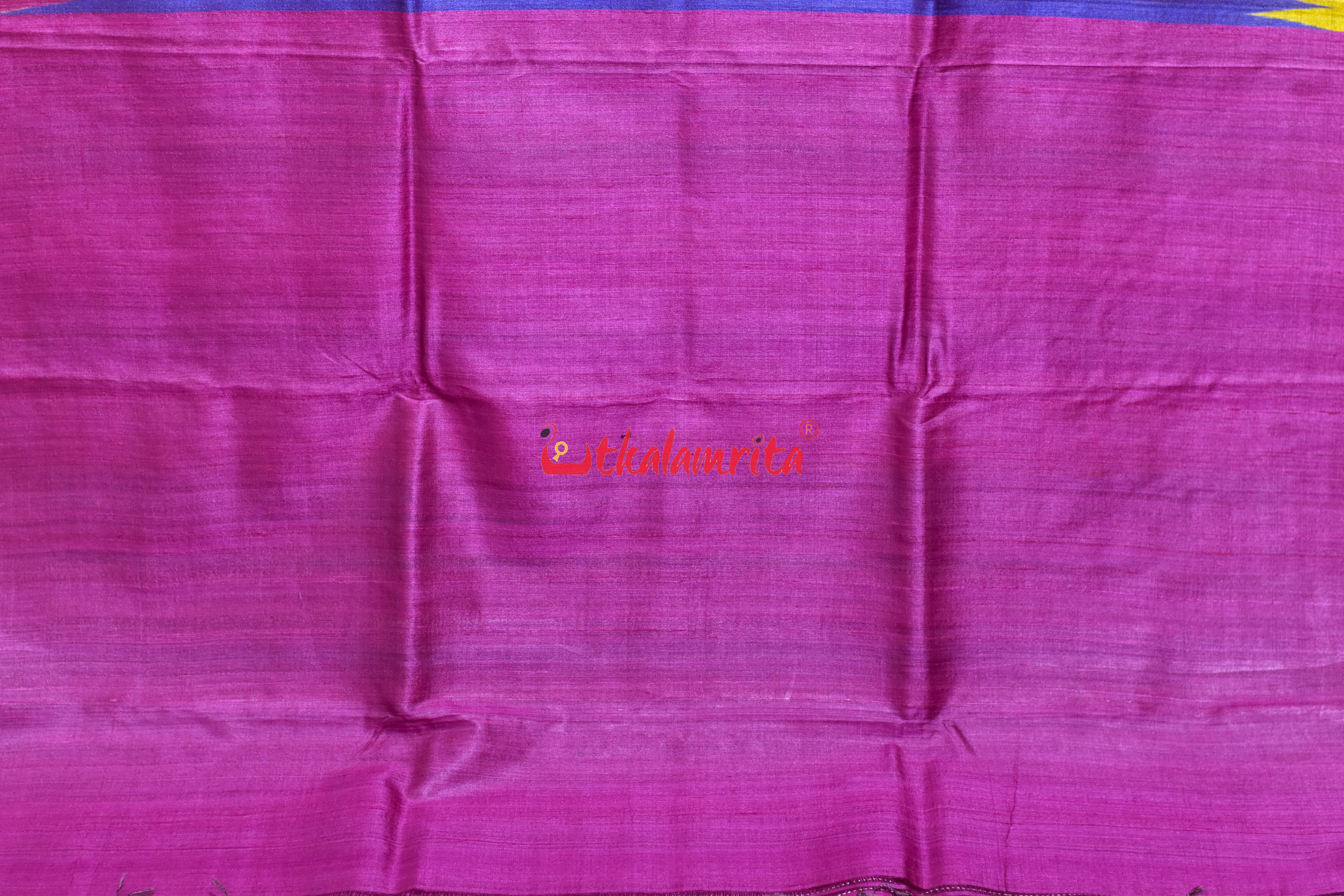 Blue Flower Buti Lotus Anchal Gopalpur Tussar Silk saree