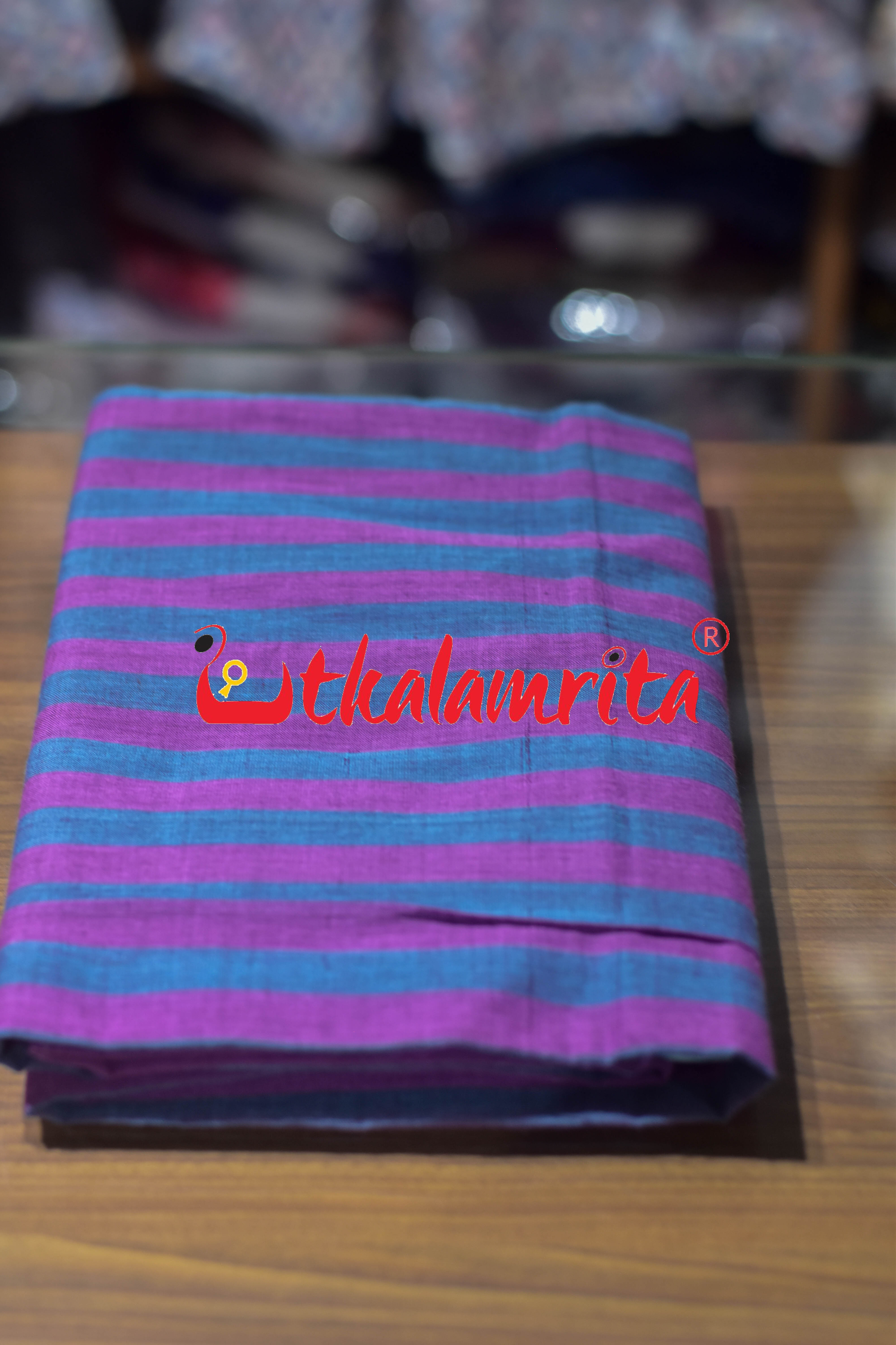 Light Teal Pink Pittala Single Cotton (Lungi)