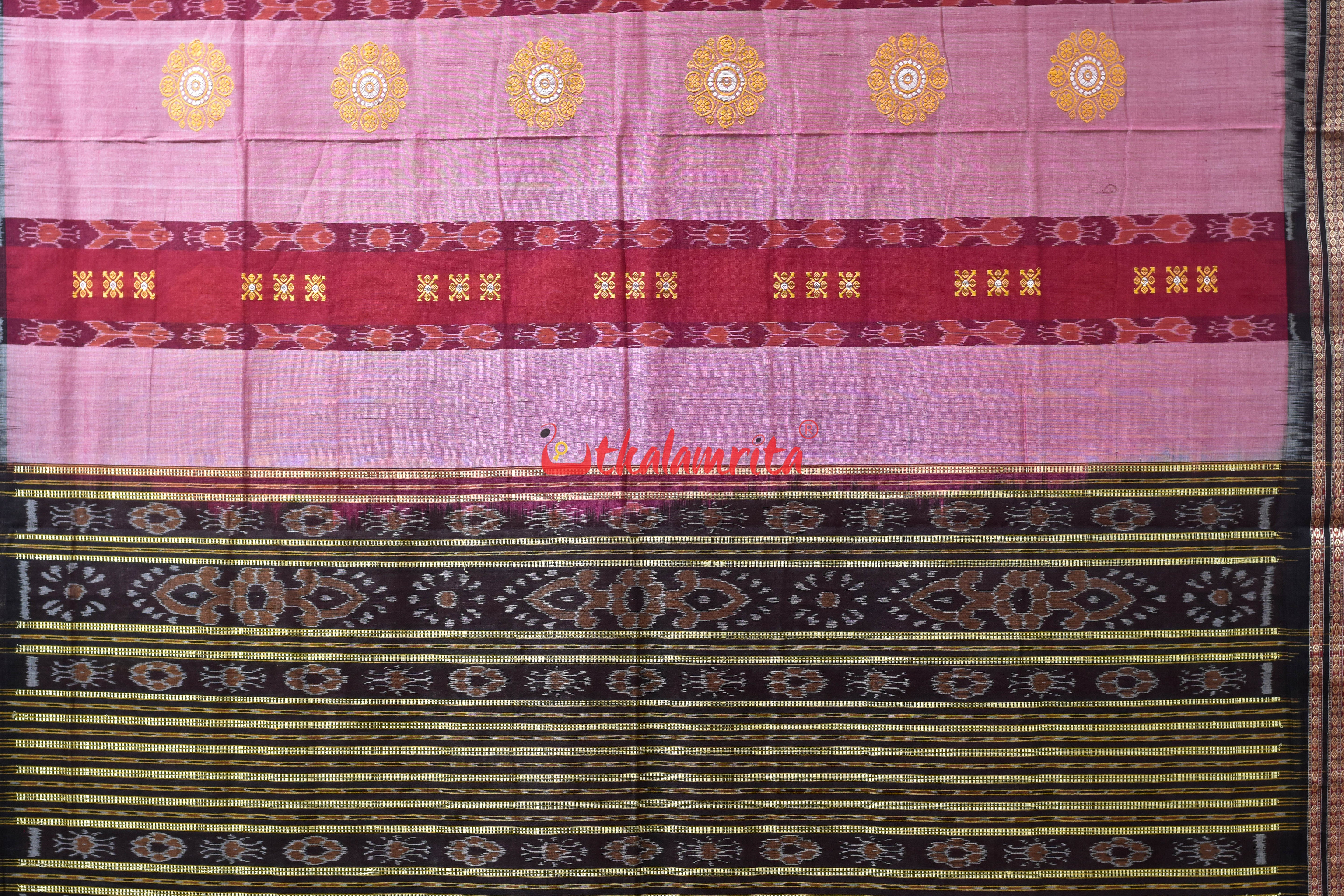 Red Peach Pere Bandha Bomkai Cotton Saree