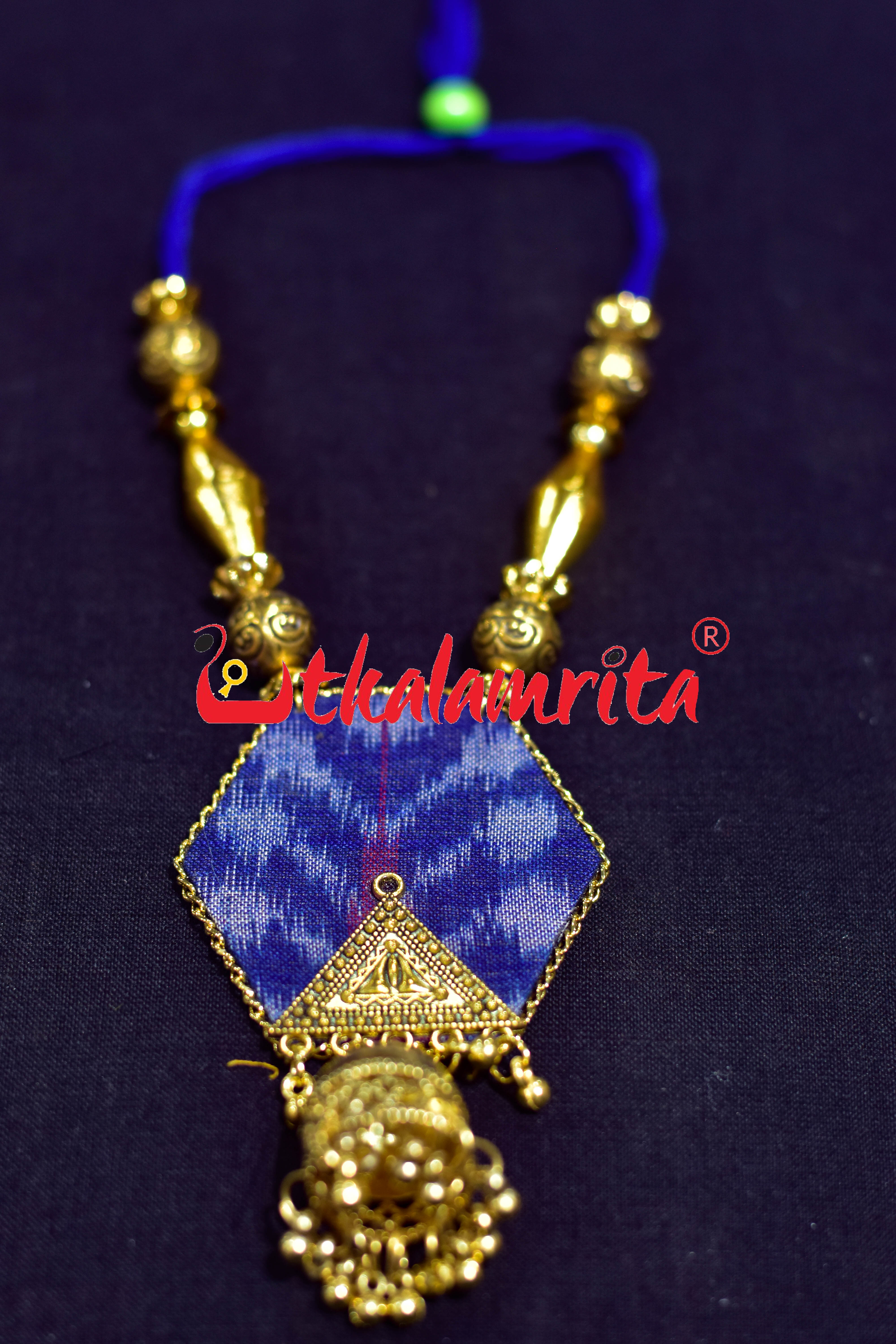 Blue Tree Single Jhumka Golden Necklace Set