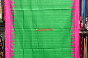 Forest Green Magenta Double Anchal Berhampuri Silk Saree