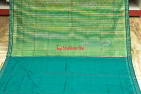 Green Eri Mulberry Flower Anchal Khandua Silk Saree