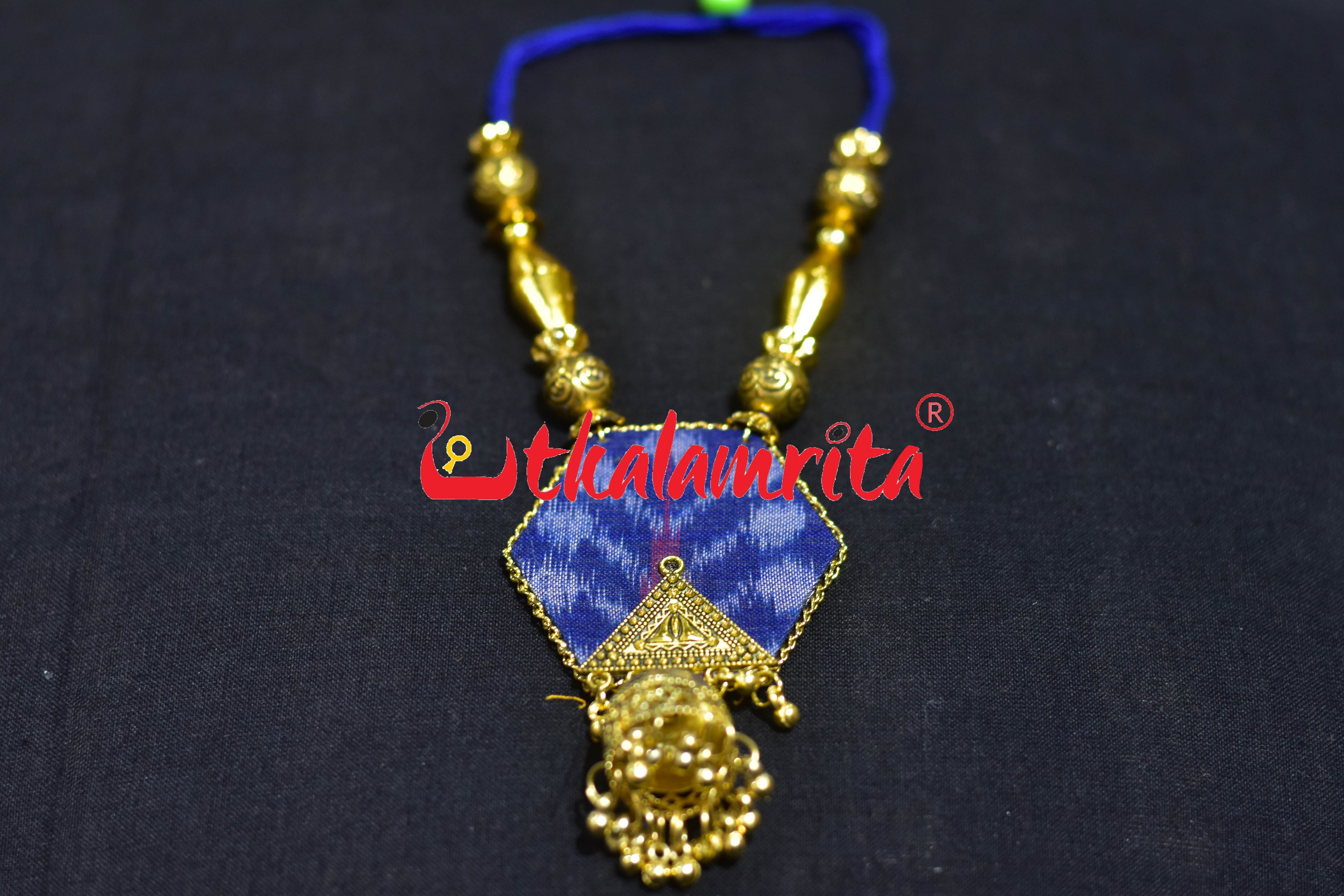 Blue Tree Single Jhumka Golden Necklace Set