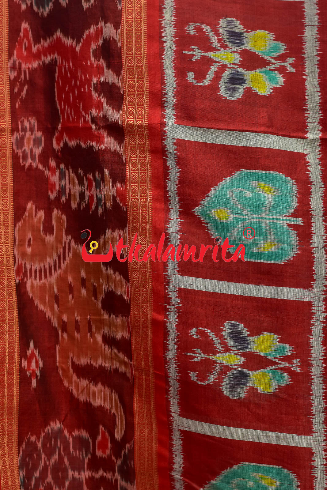 Half Nabarangi Animal Border Khandua Silk Saree