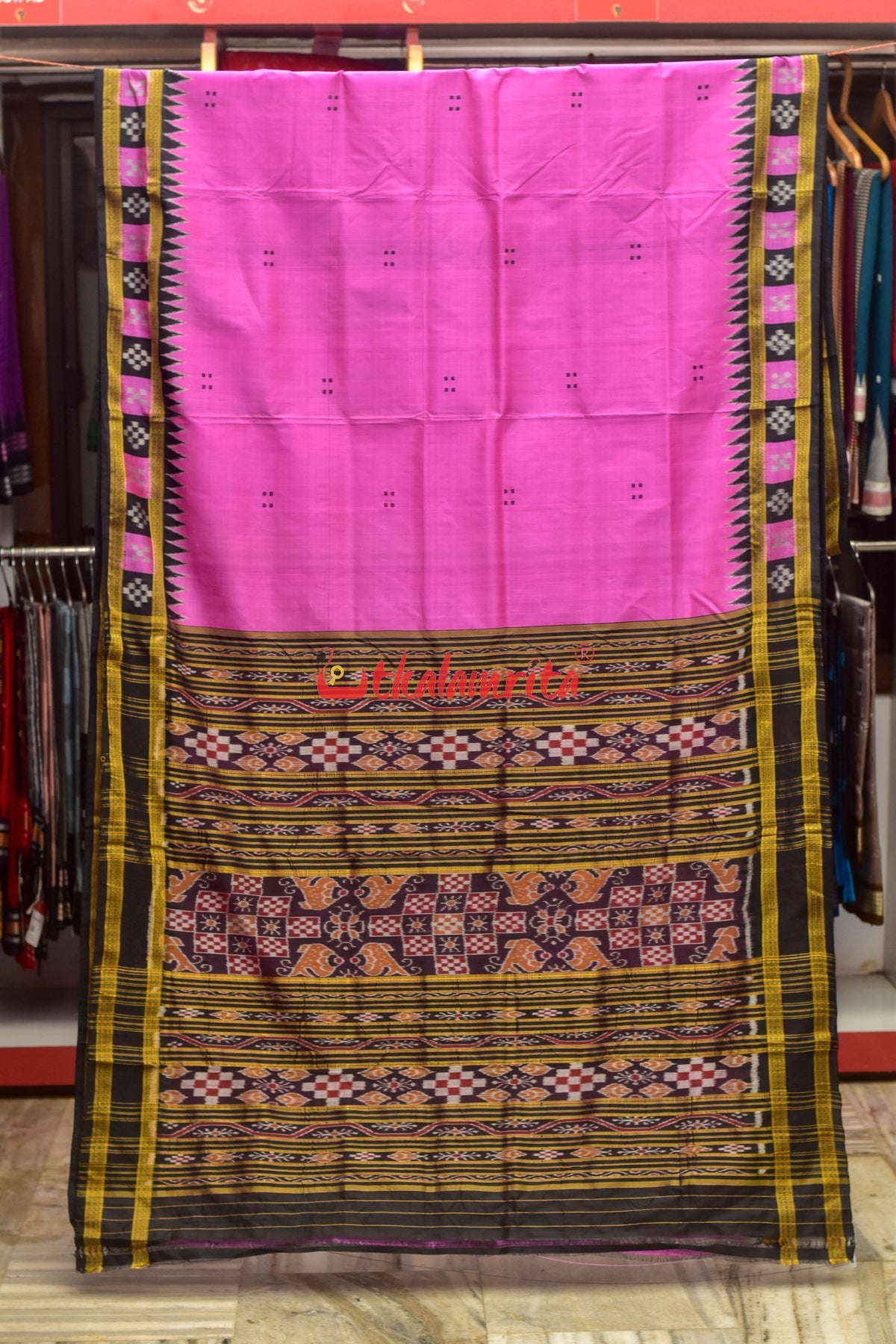 Light Pink with Pasapali Border Khandua Silk Saree