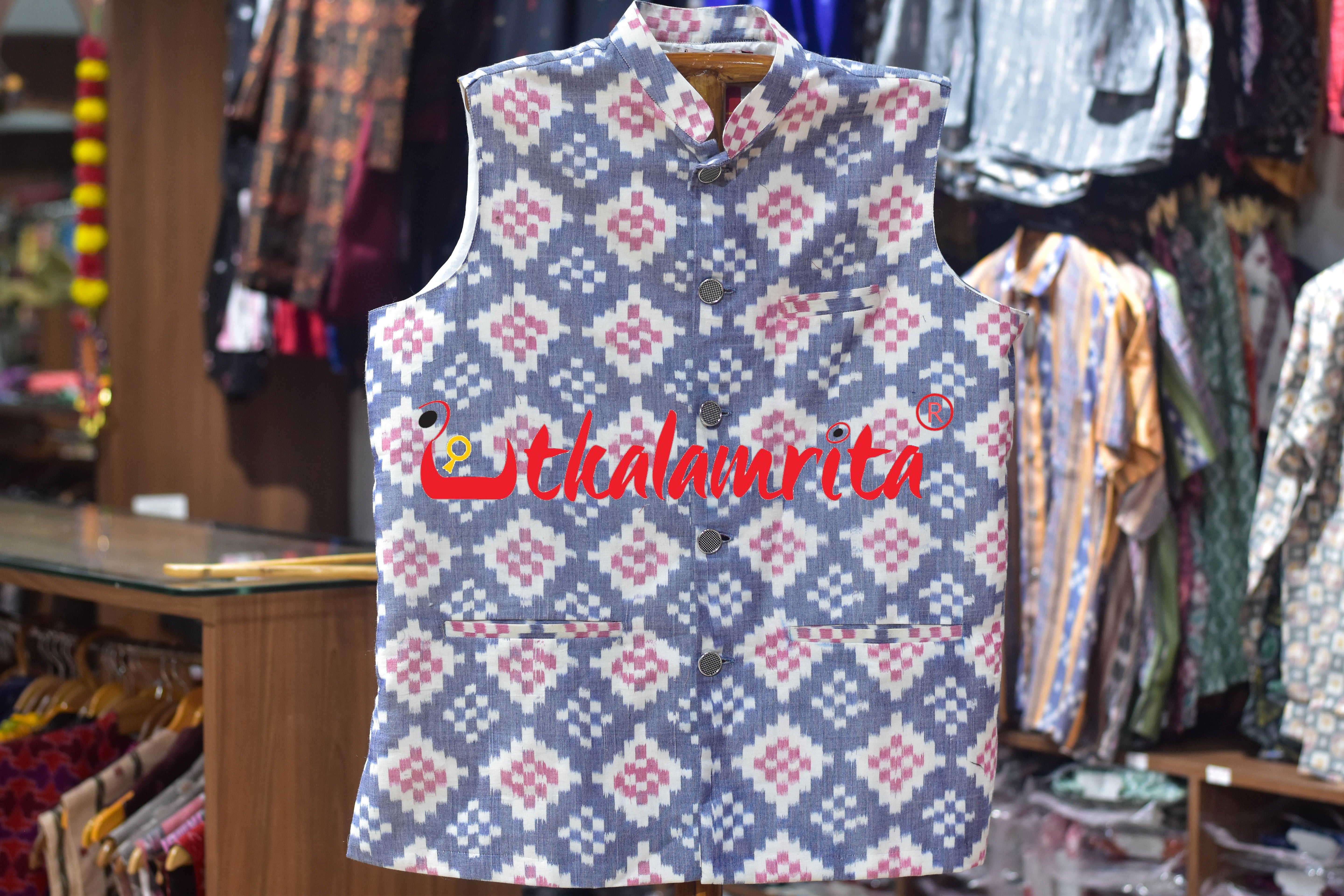 White Blue Plain Pasapali (Modi Jacket)