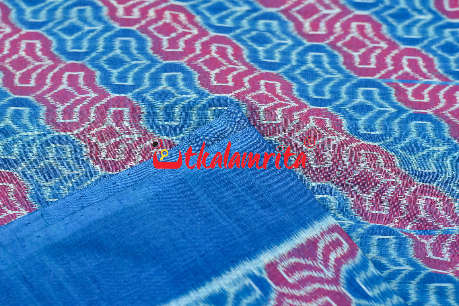 4D Blue Maroon Sambalpuri Cotton (Fabric)