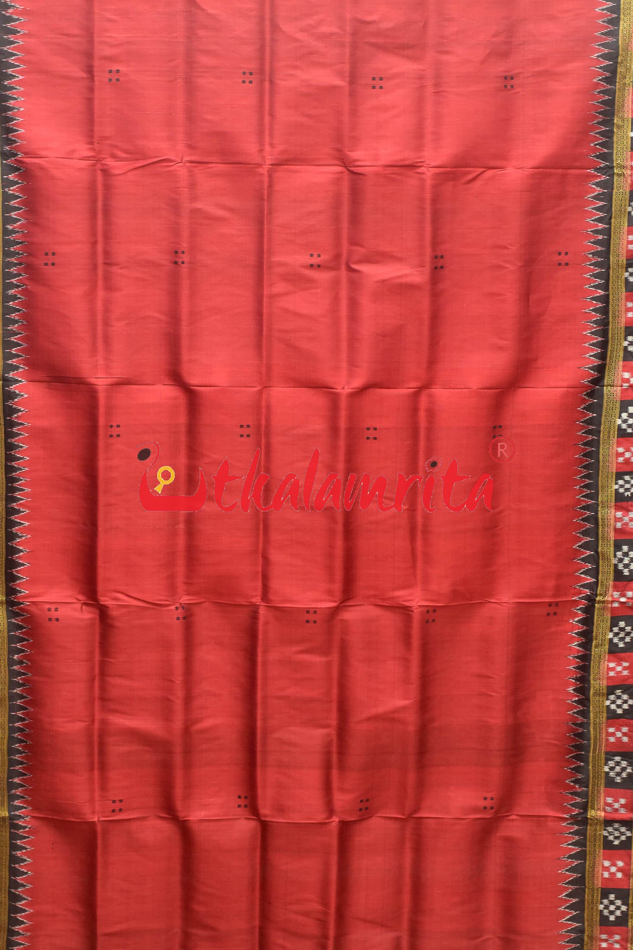 Maroon Buti Pasapali Khandua Silk Saree