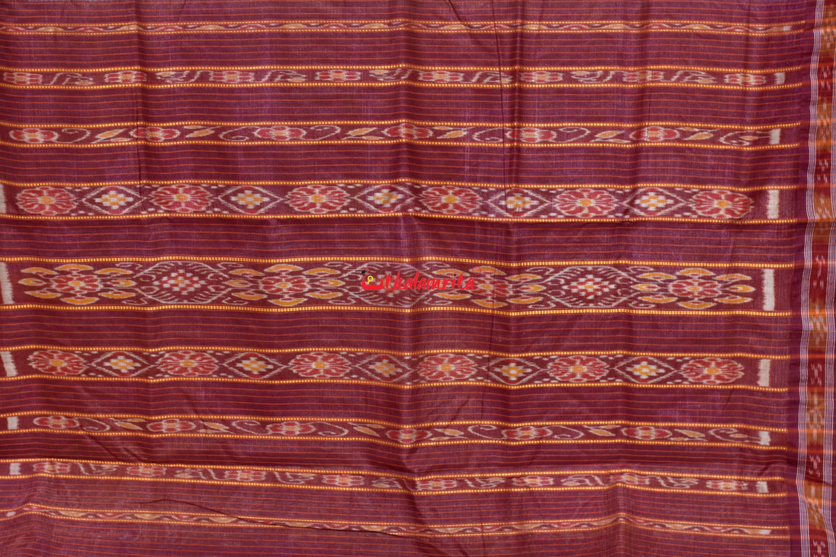 Natural Maroon Border Pasapali Gopalpur Tussar Silk Saree