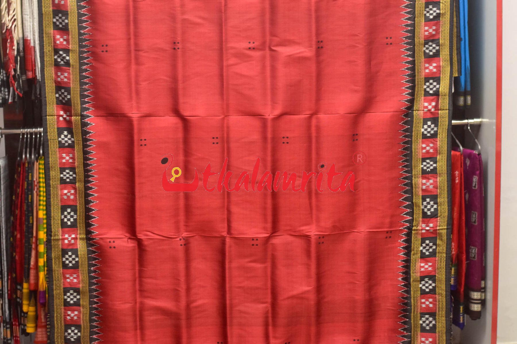 Maroon Buti Pasapali Khandua Silk Saree