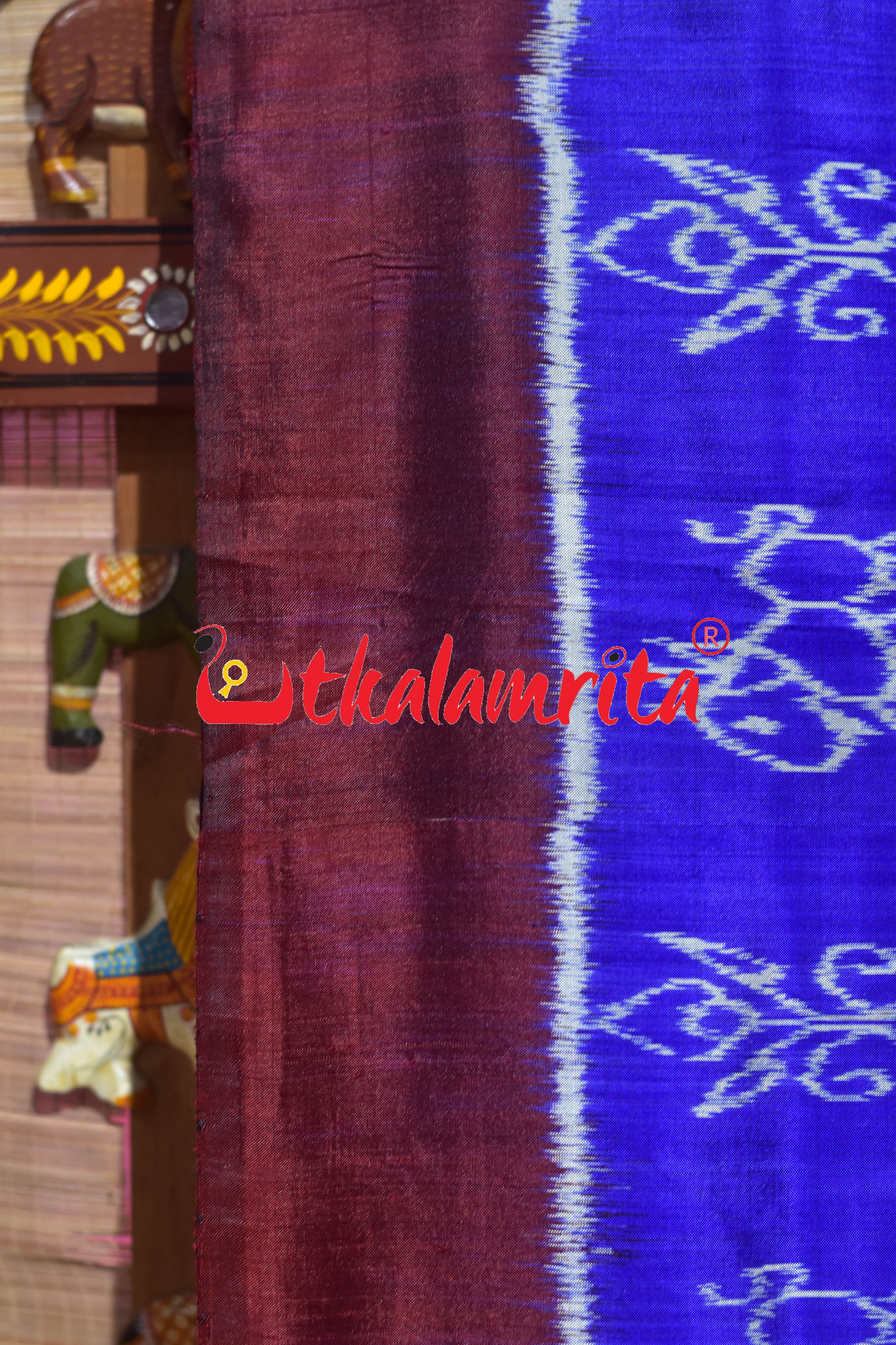 Blue Maroon Nabakothi Khandua Silk Saree