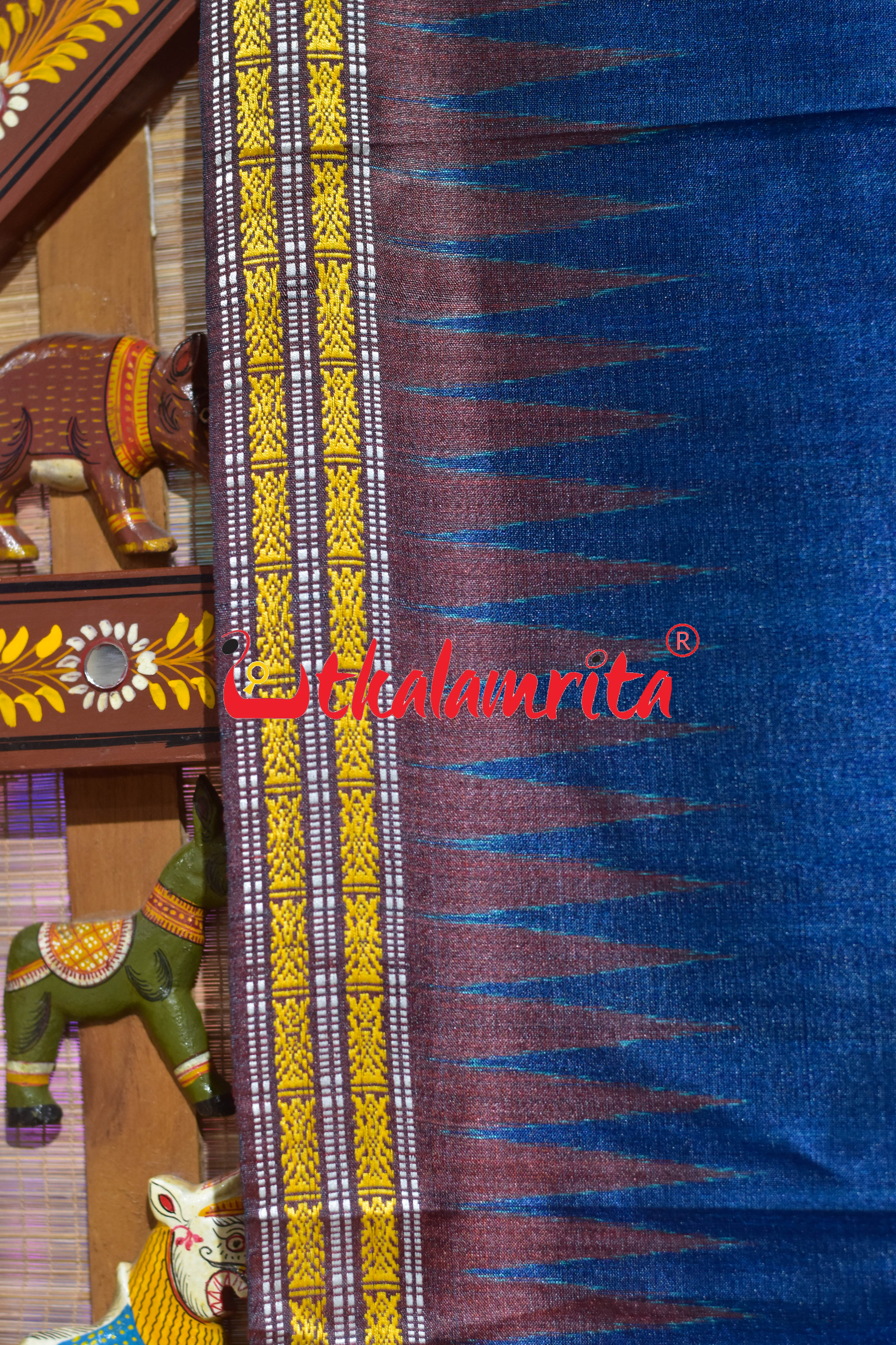 Prussian Blue Original Ganjam Bomkai Inspired Gopalpur Tussar Saree