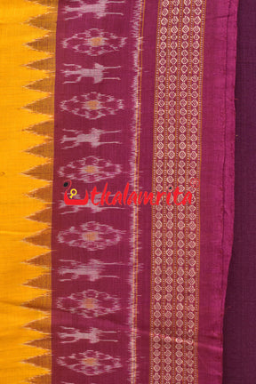 Magenta Yellow Standing Tribal Sambalpuri Dress Set