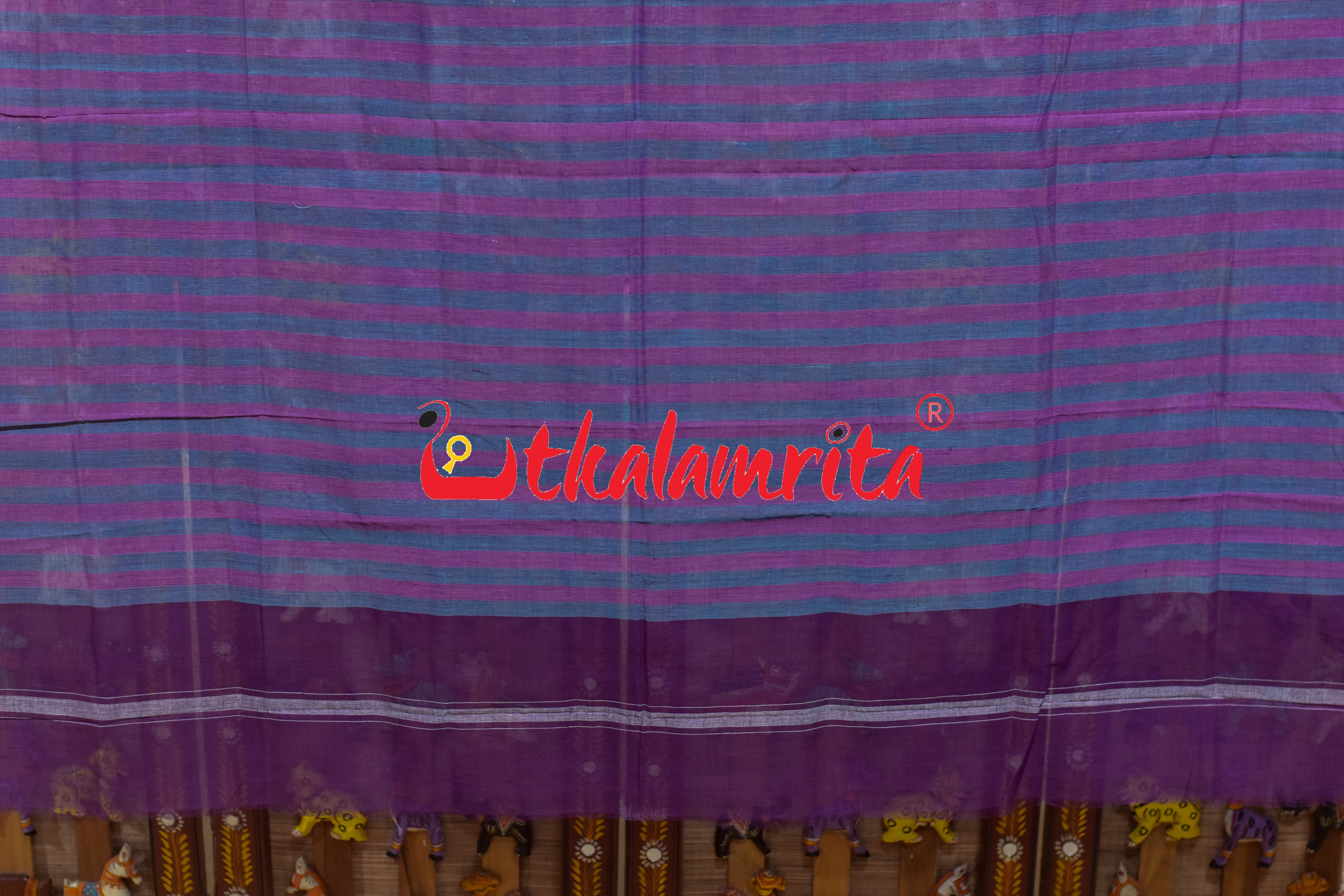 Light Teal Pink Pittala Single Cotton (Lungi)