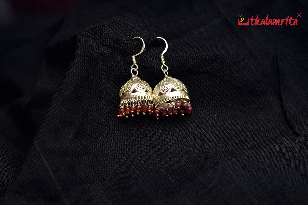 Small Filigree Jhumka with Amber Beads (Danglers)