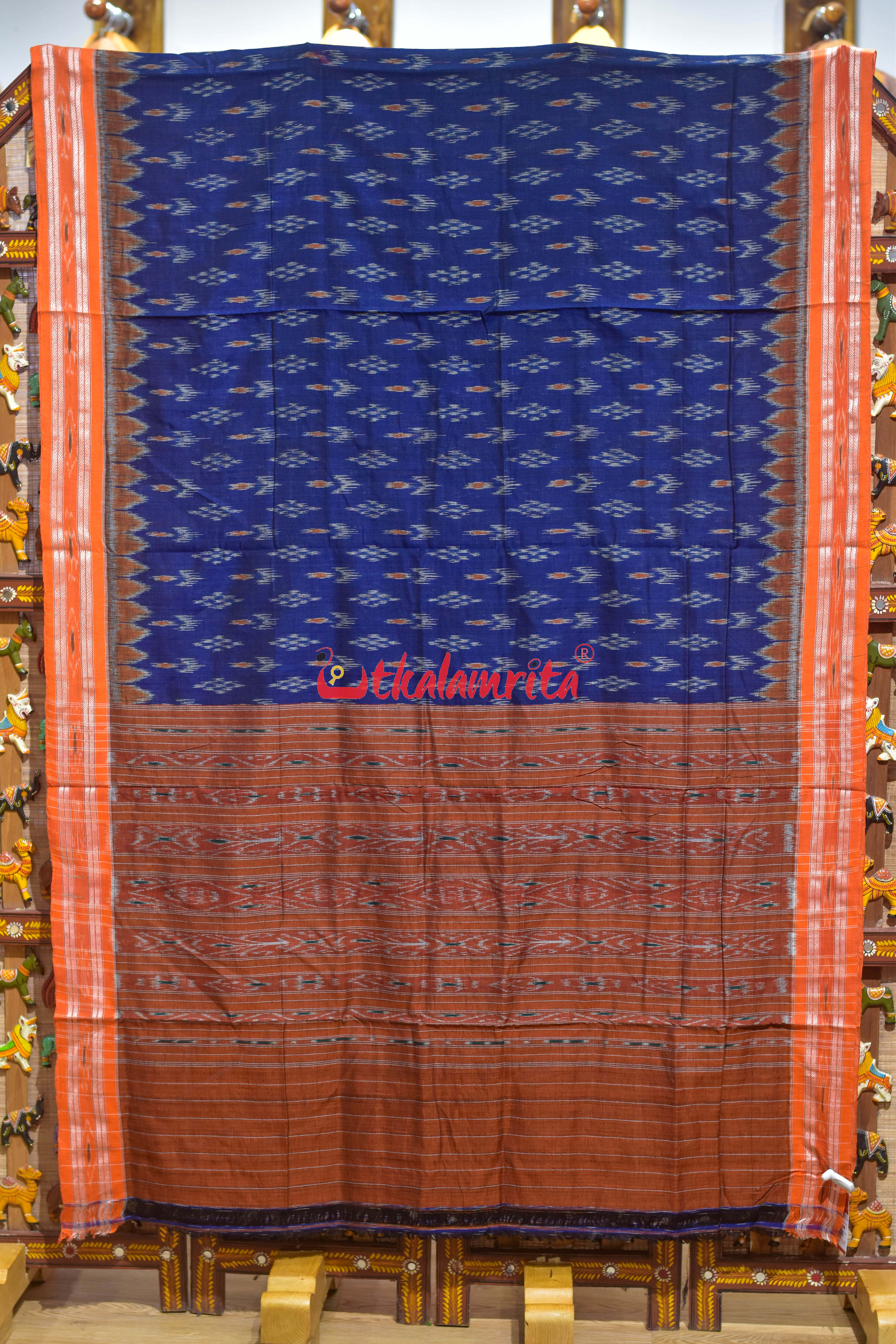 Blue Orange Chandrika Khandua Cotton Saree