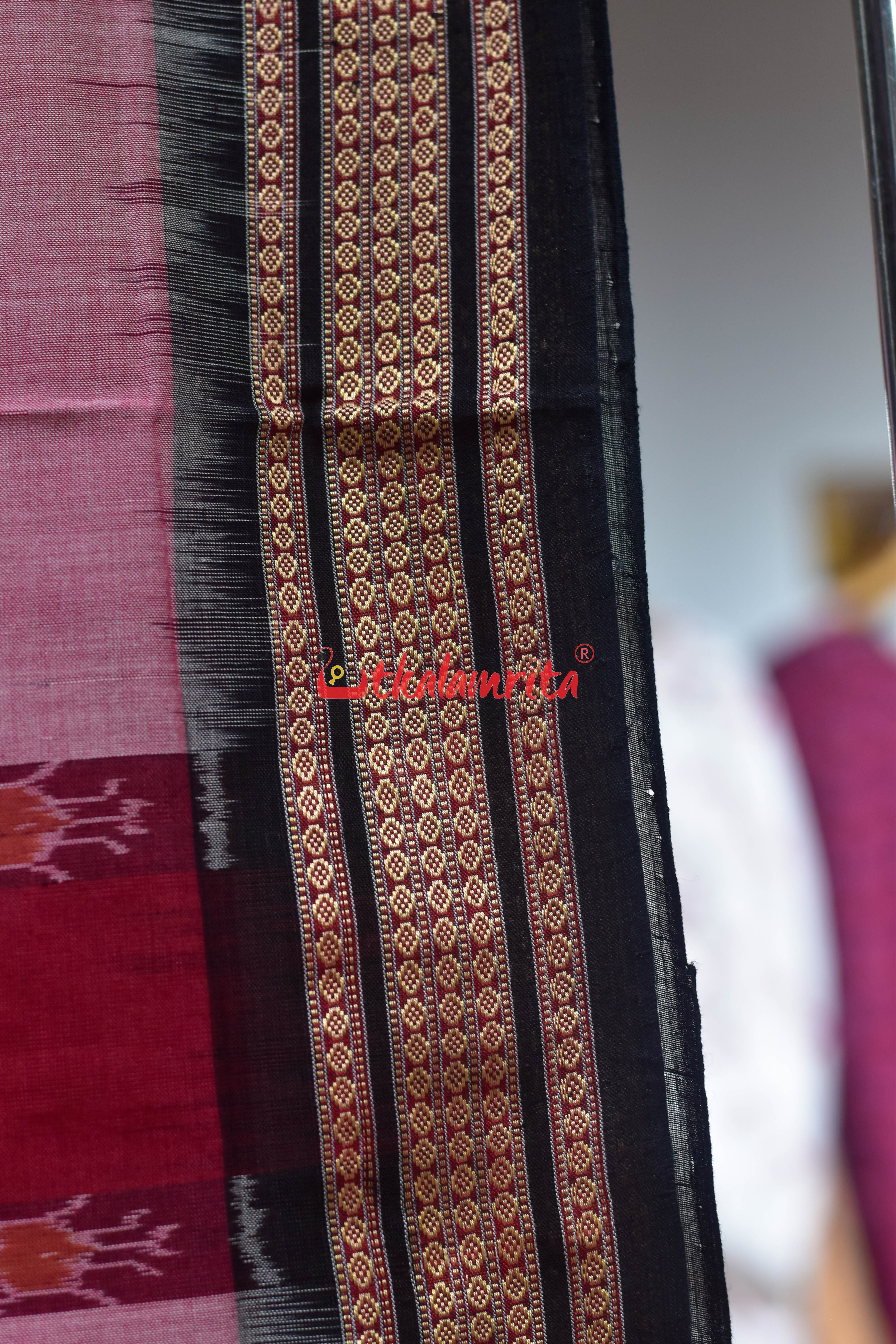 Red Peach Pere Bandha Bomkai Cotton Saree