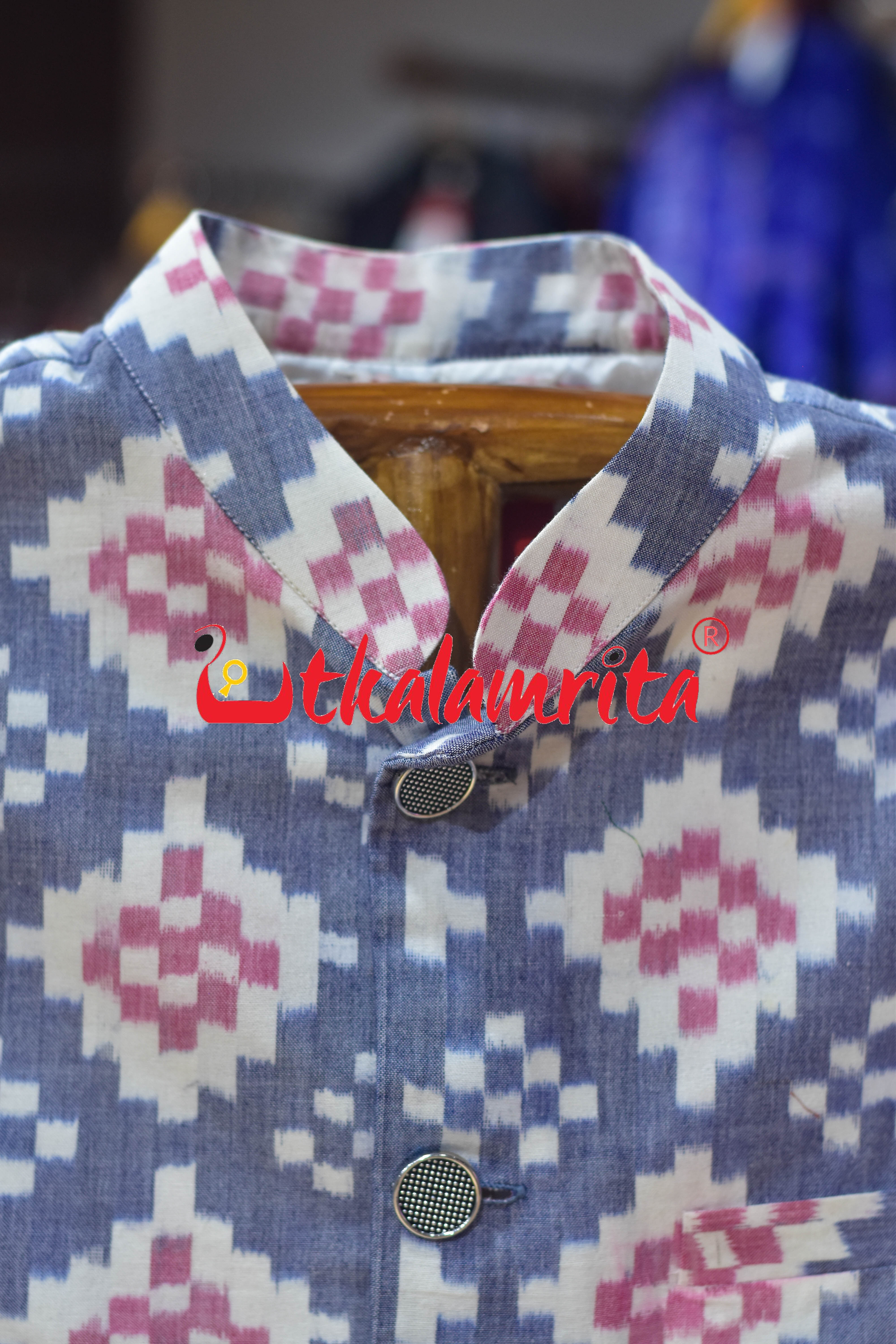 White Blue Plain Pasapali (Modi Jacket)