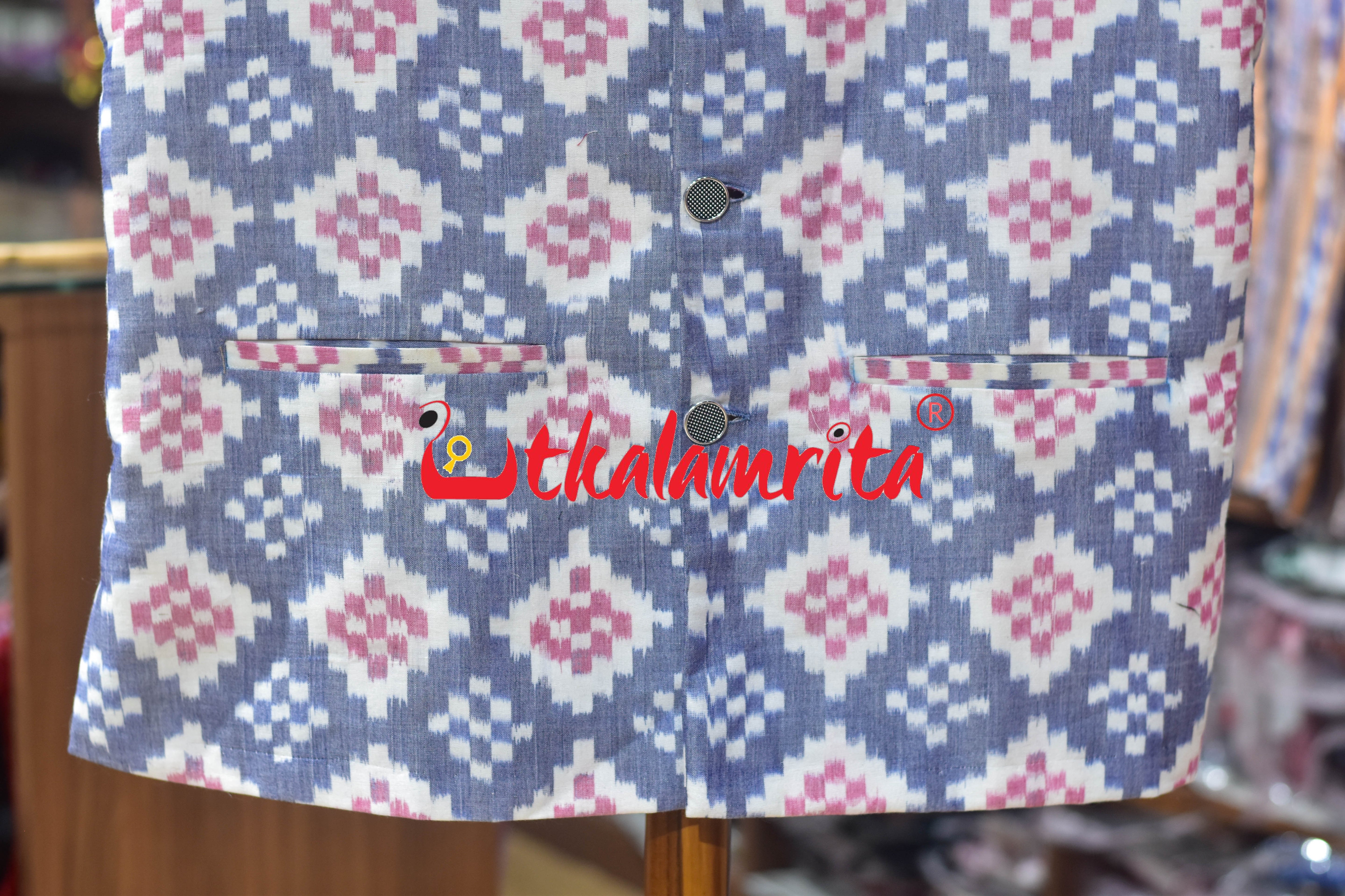 White Blue Plain Pasapali (Modi Jacket)