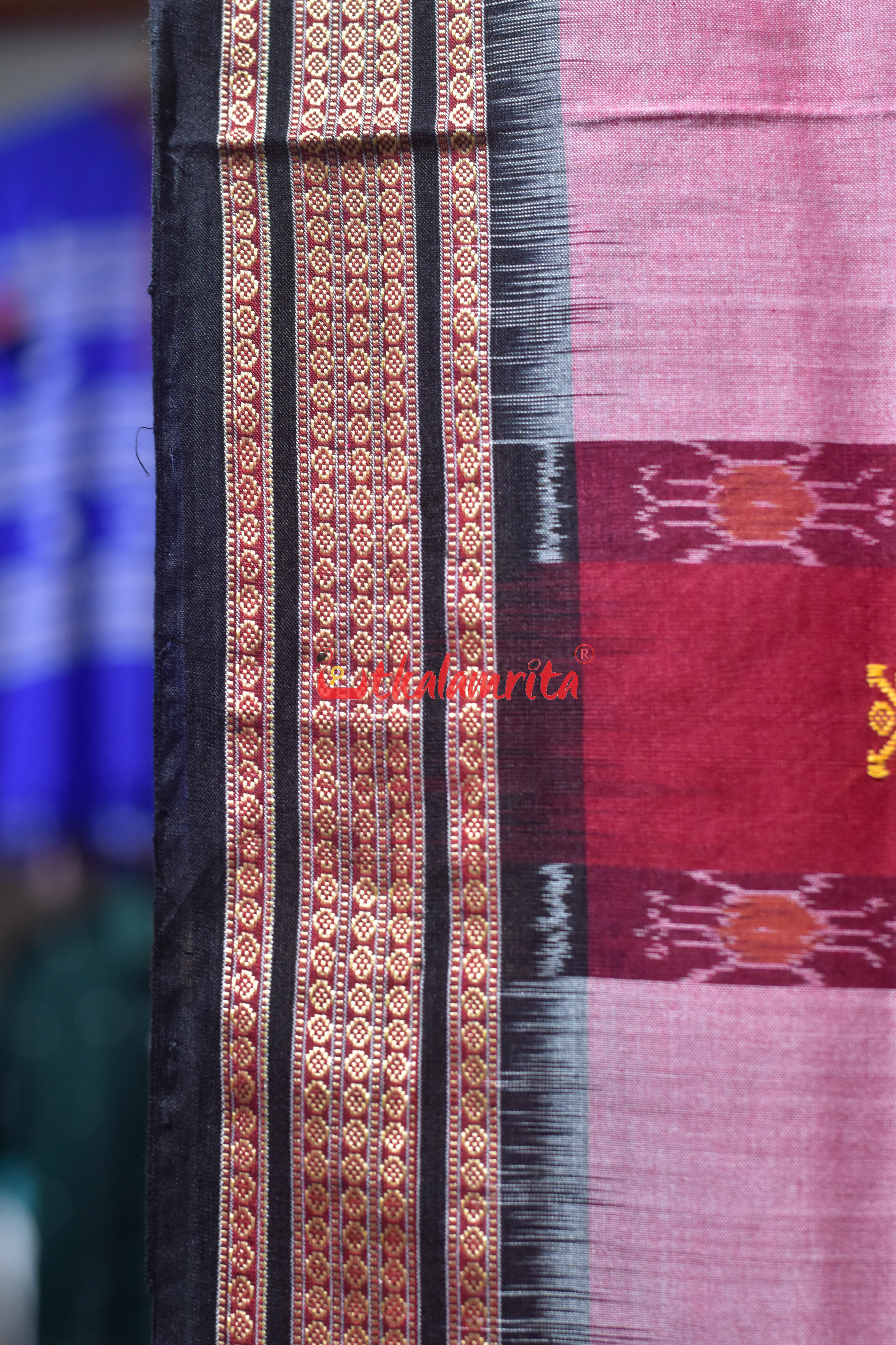 Red Peach Pere Bandha Bomkai Cotton Saree