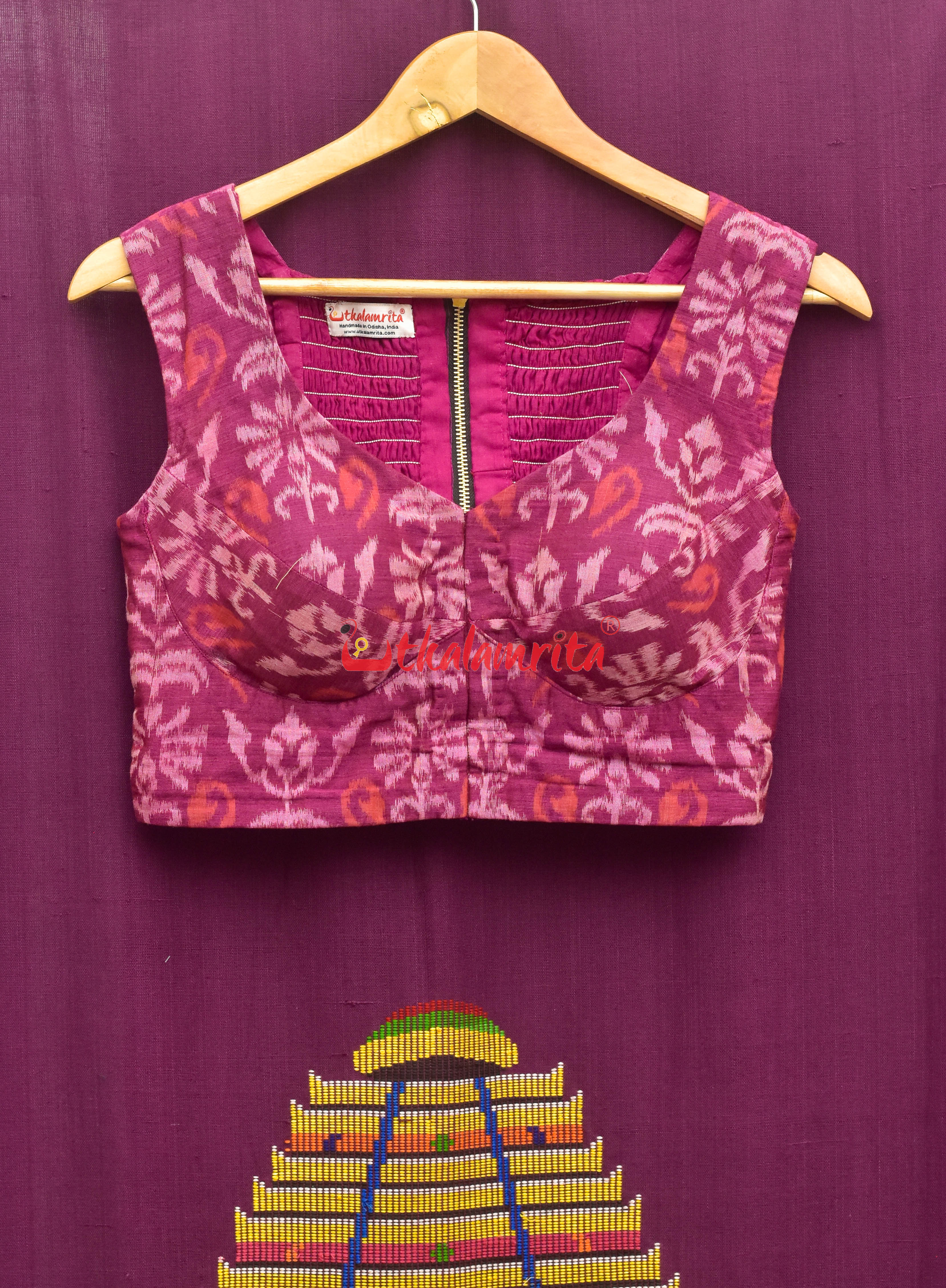 Magenta Flower Bandha Designer Padded (Blouse)