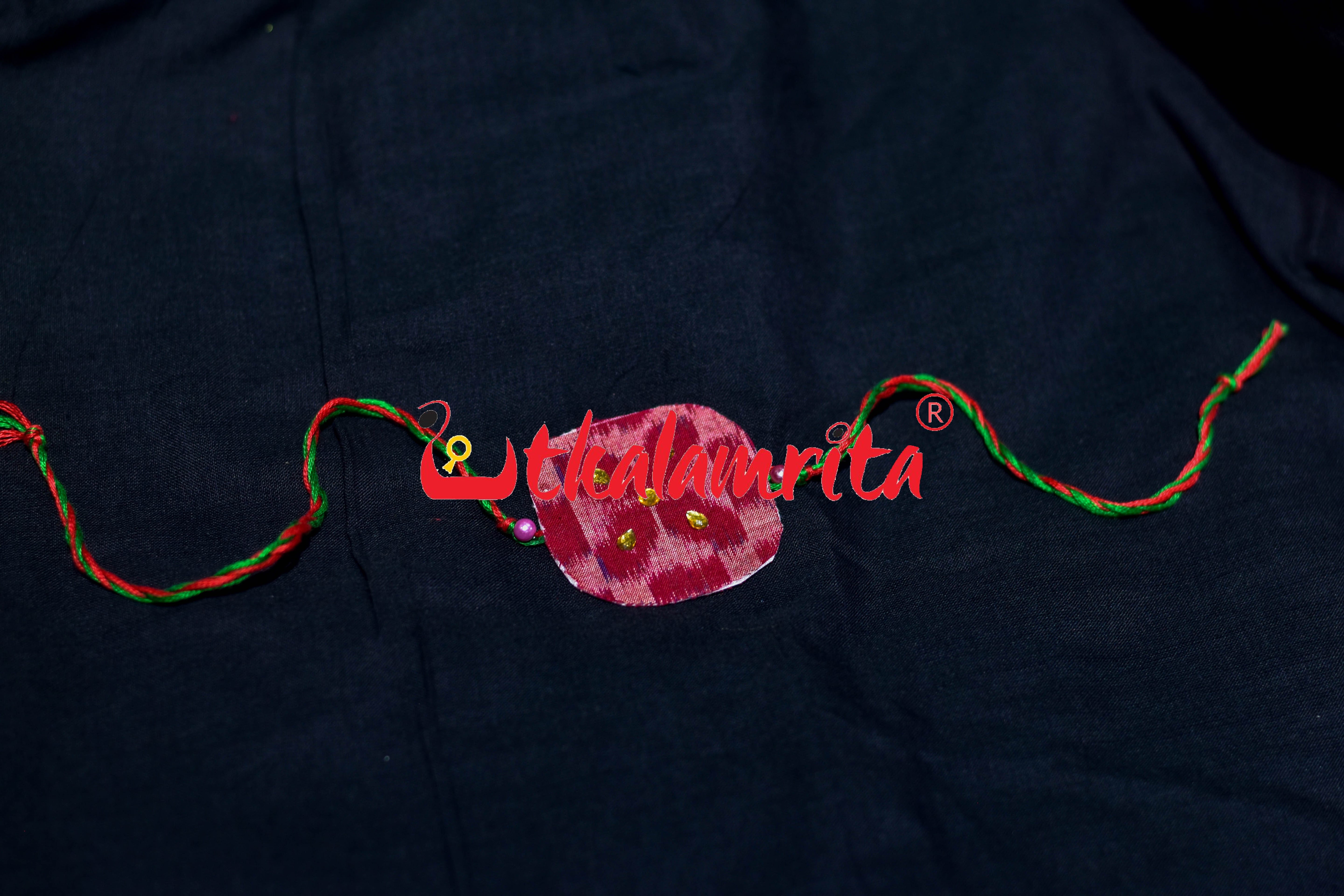 Red Round Flower (Ikat Rakhi)