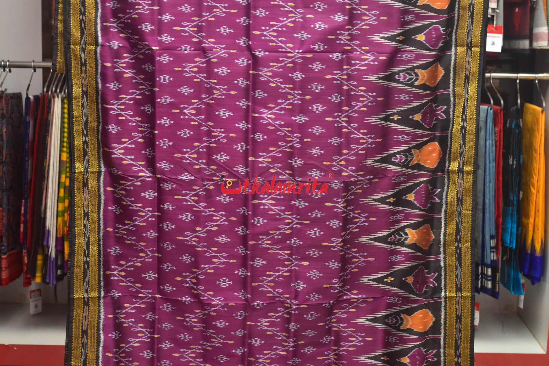 Magenta Body Bandha Khandua Silk Saree