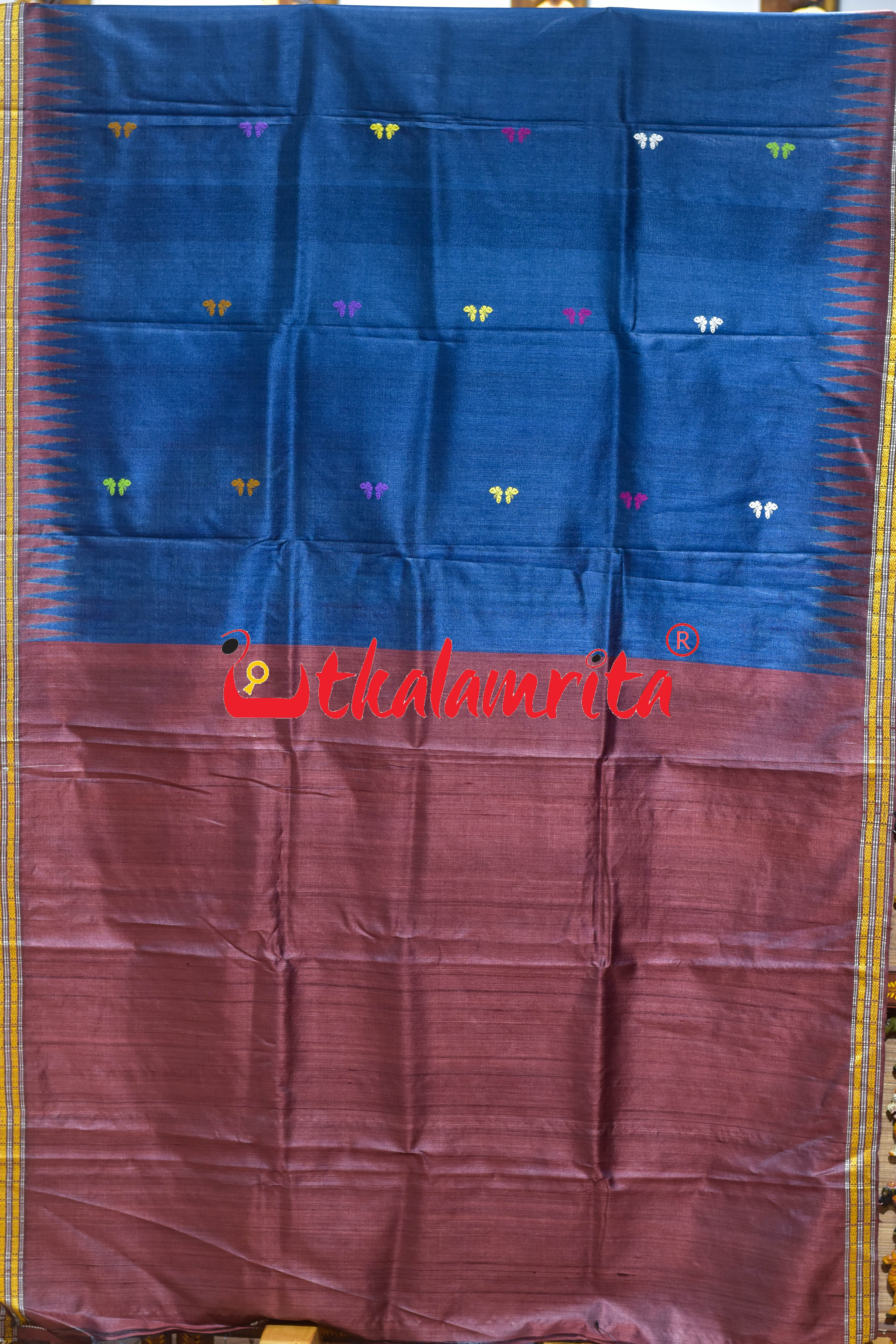 Prussian Blue Original Ganjam Bomkai Inspired Gopalpur Tussar Saree