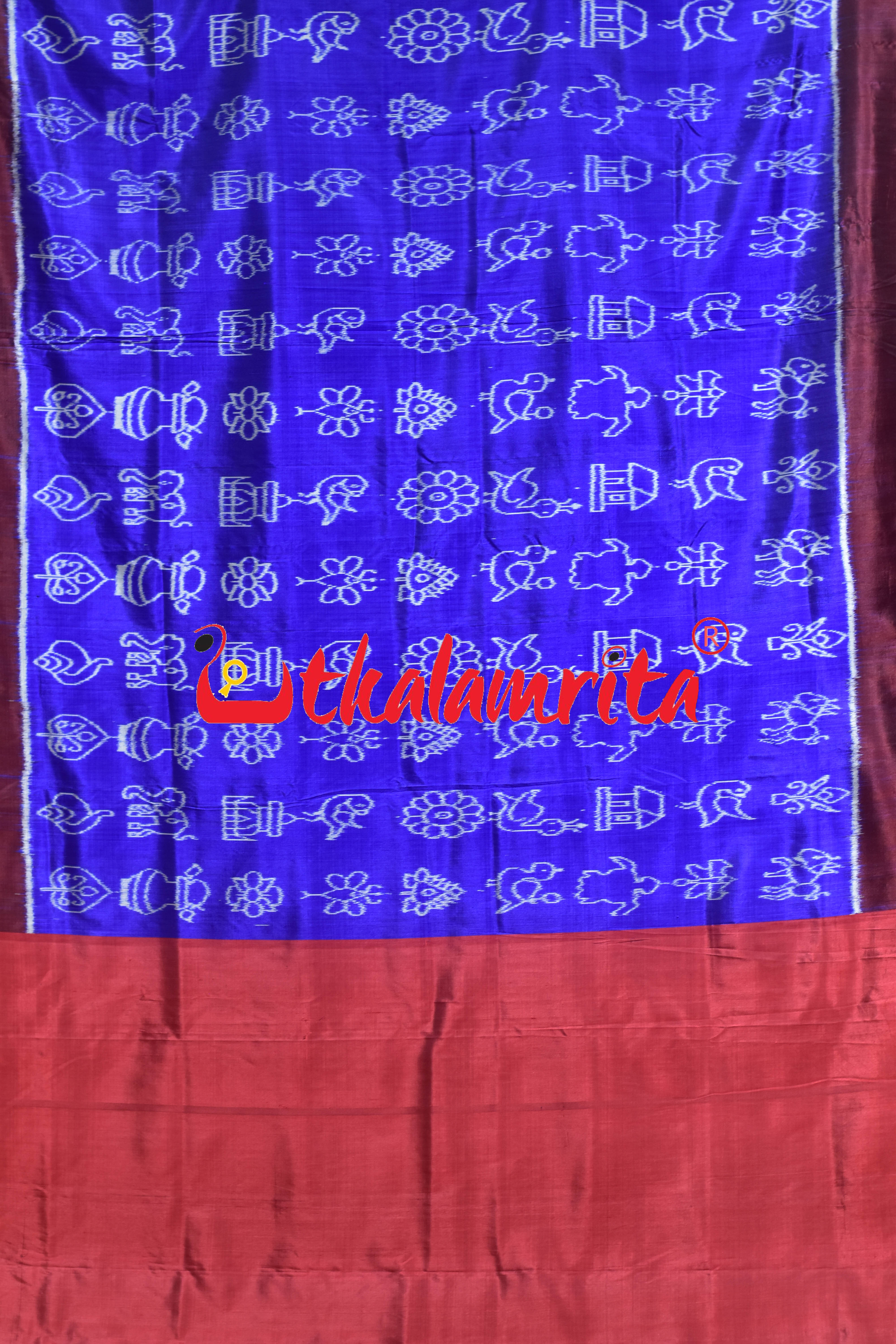 Blue Maroon Nabakothi Khandua Silk Saree