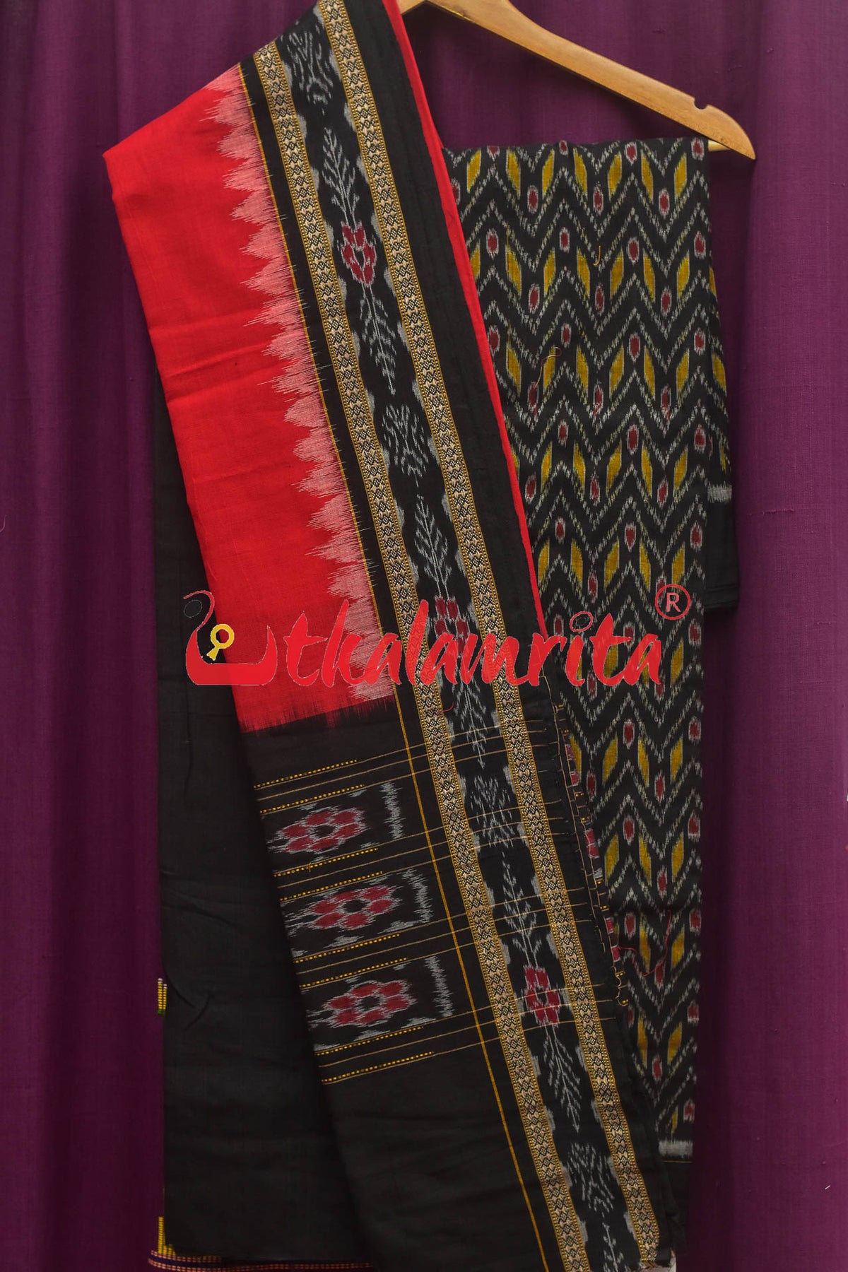 Black Red Phula Tribal Dress Set