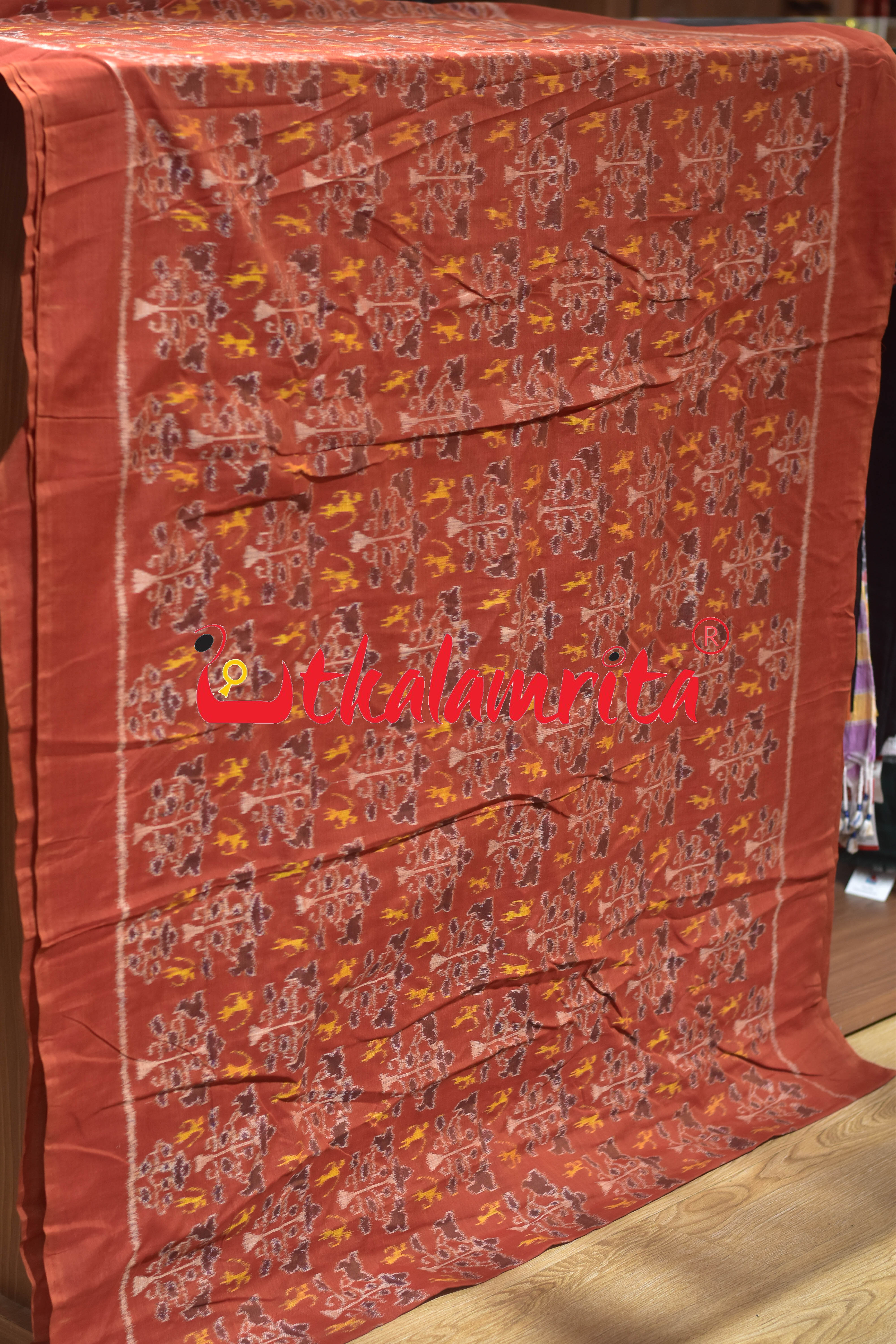 Tribal Rust Tree of Life Sambalpuri Cotton (Fabric)