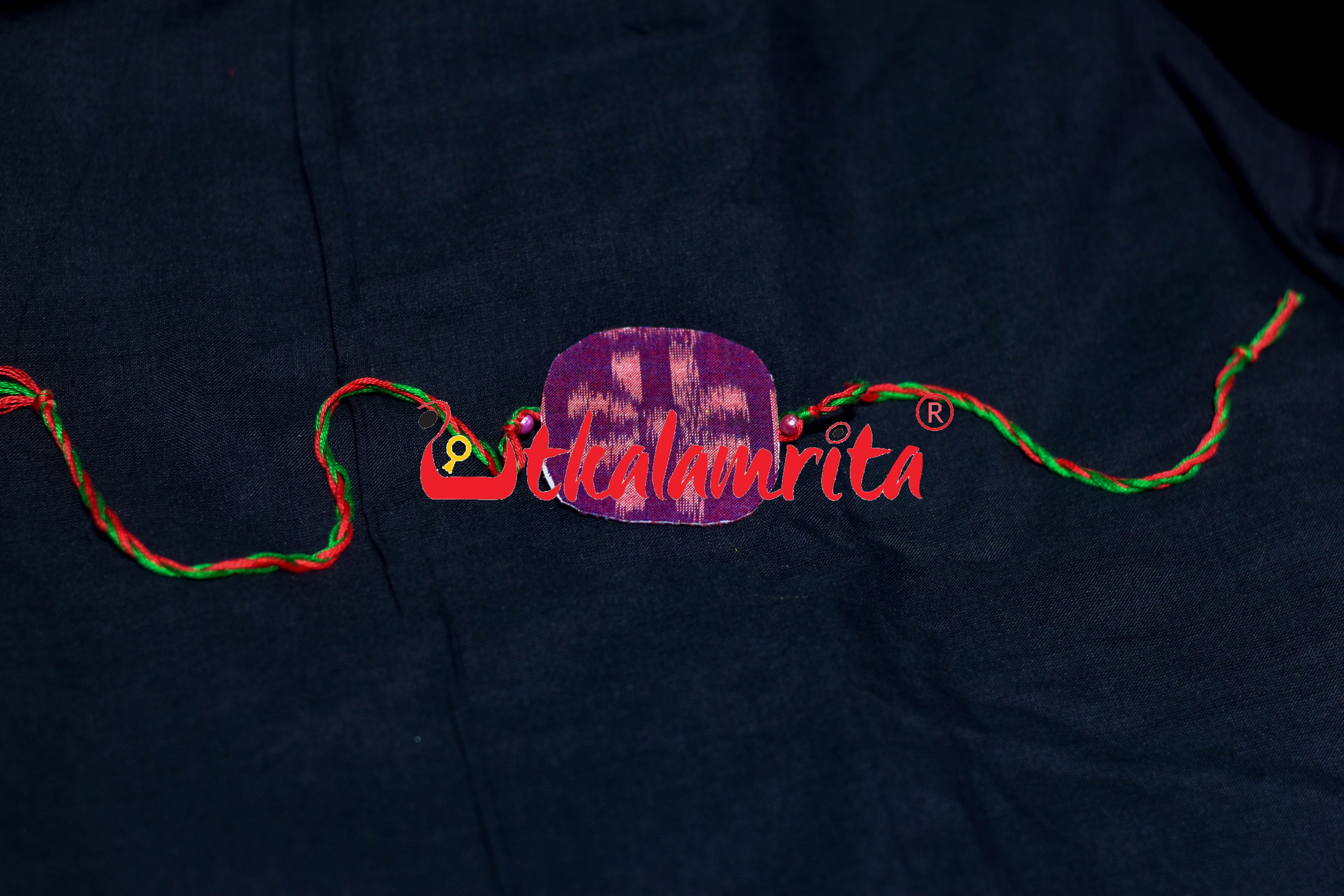 Red Round Flower (Ikat Rakhi)