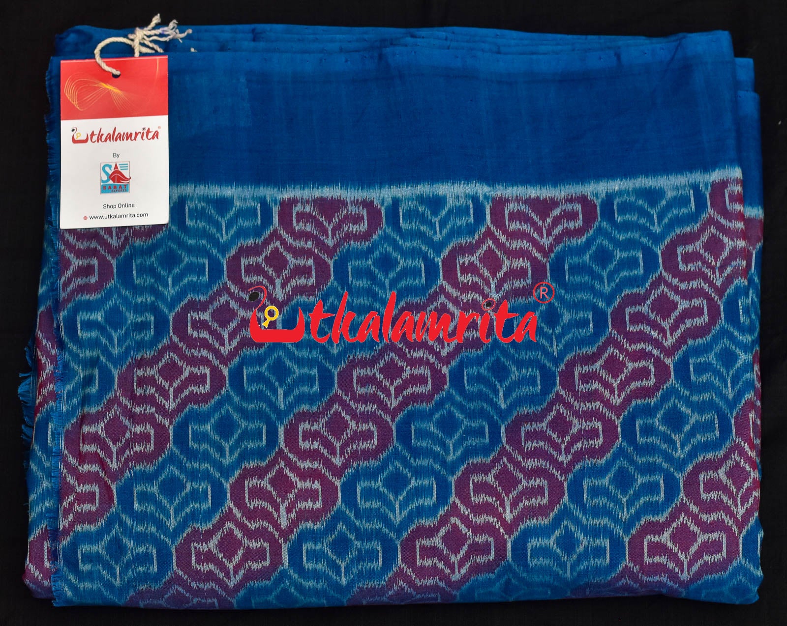 4D Blue Maroon Sambalpuri Cotton (Fabric)