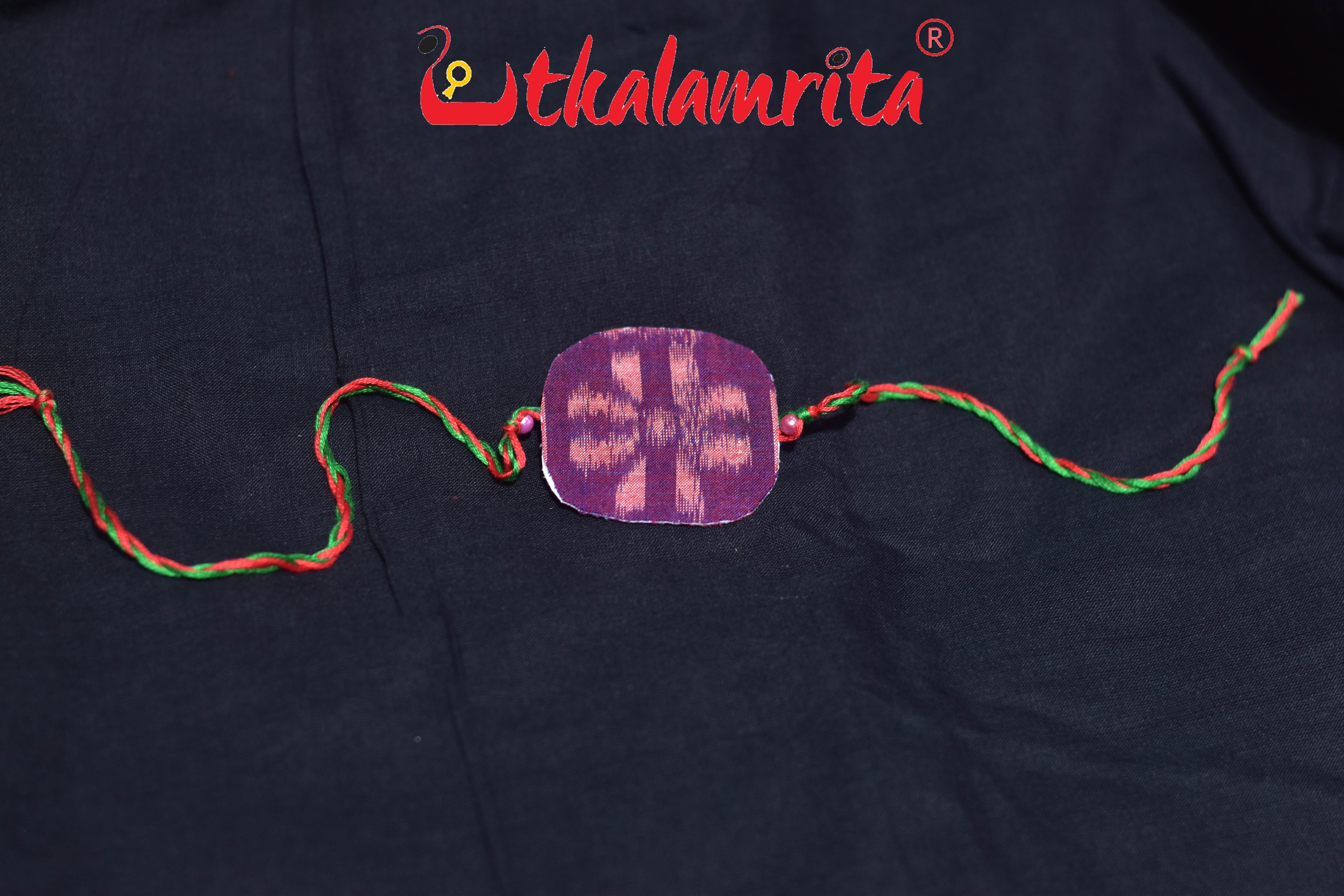 Red Round Flower (Ikat Rakhi)