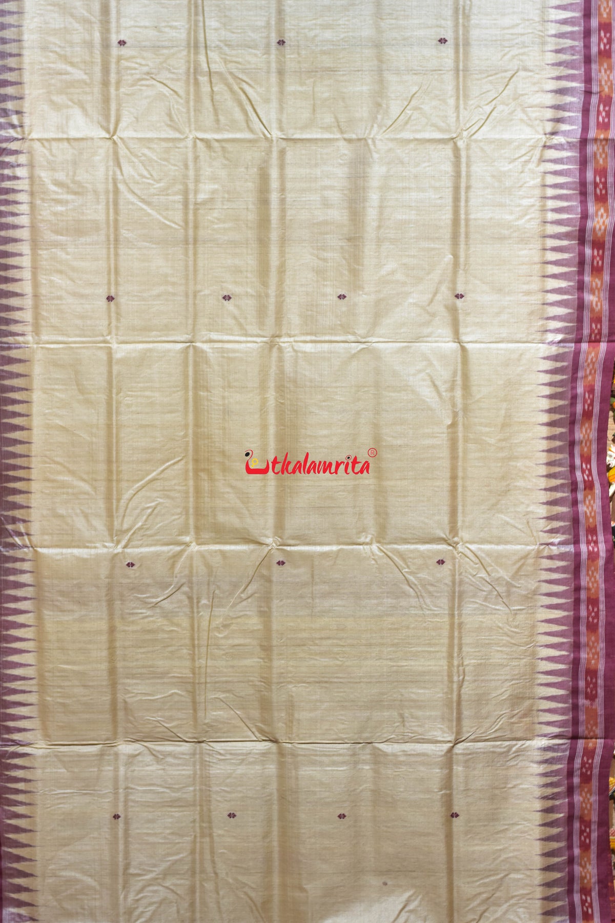 Natural Maroon Border Pasapali Gopalpur Tussar Silk Saree