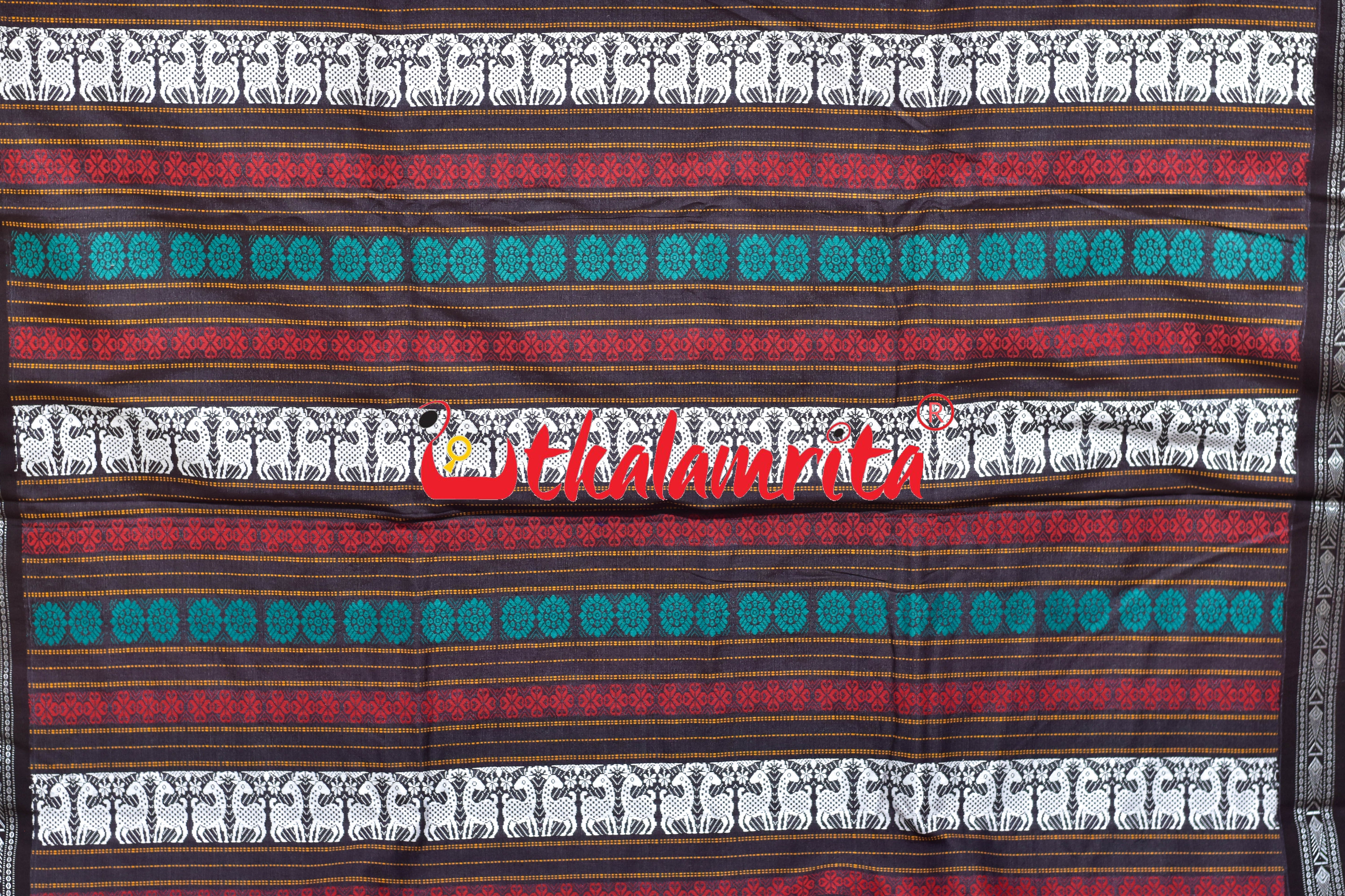 Mustard Yellow Coffee Double Anchal Fine Gopalpur Tussar Saree