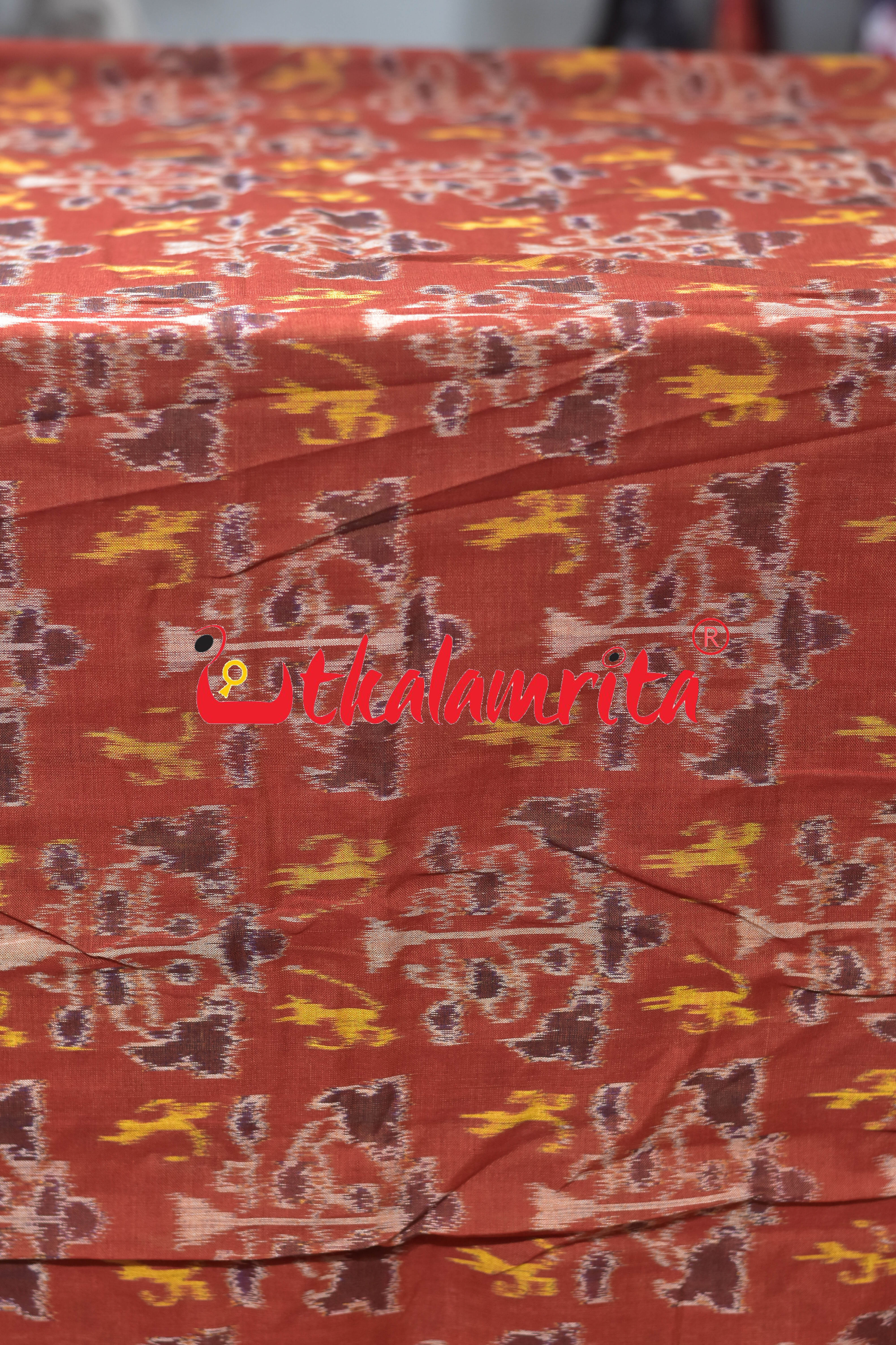 Tribal Rust Tree of Life Sambalpuri Cotton (Fabric)
