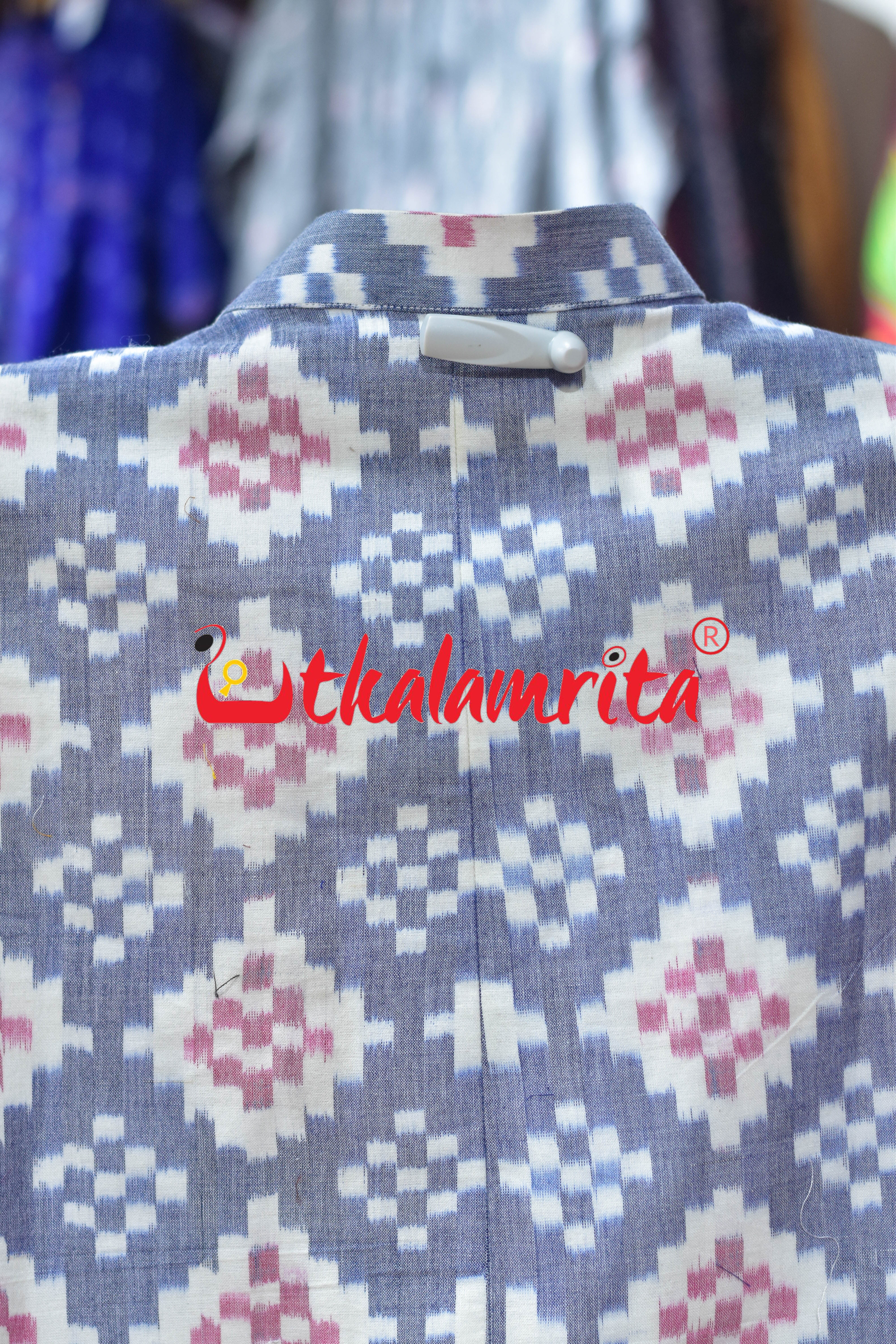 White Blue Plain Pasapali (Modi Jacket)