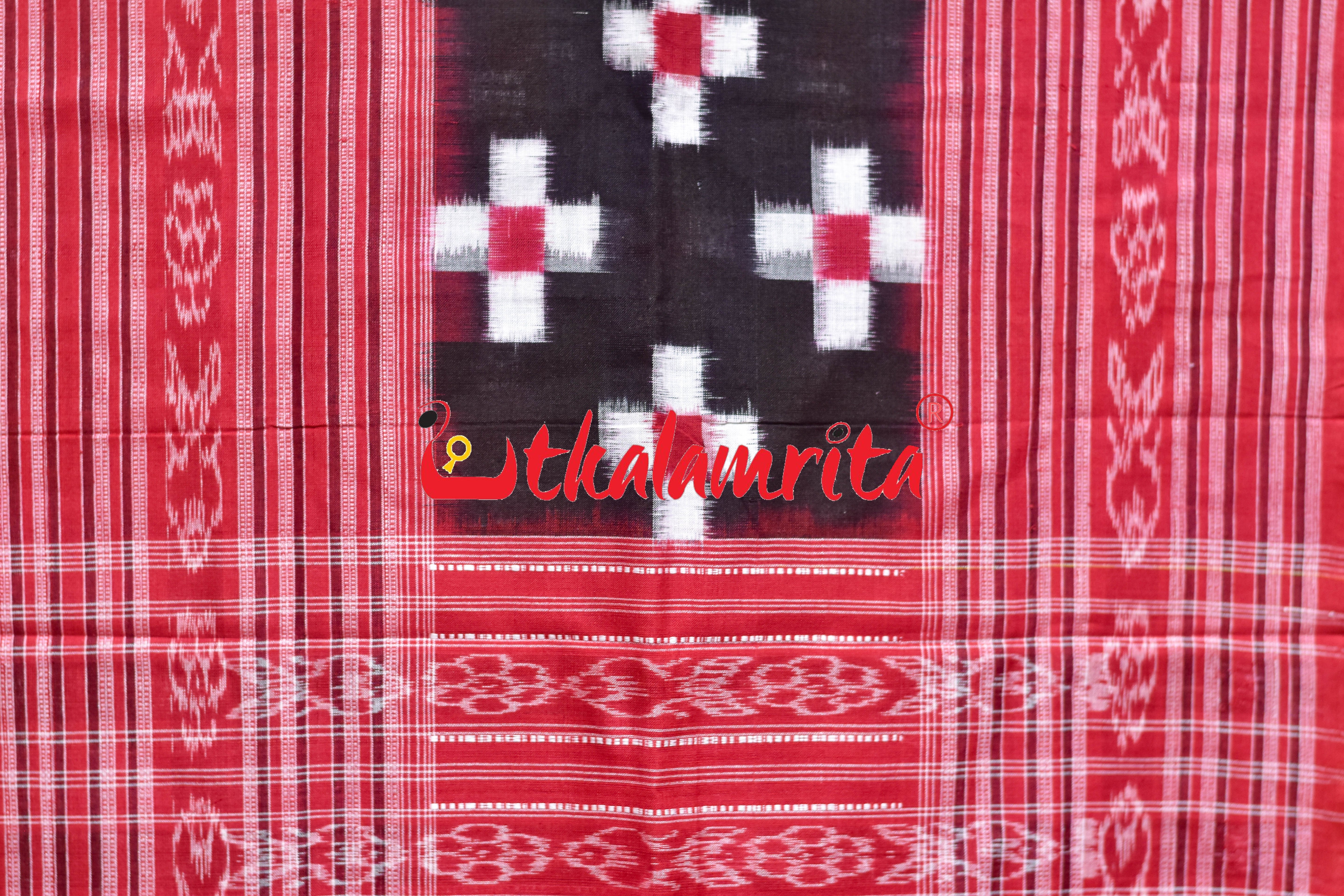 Black Red 5 Square Pasapali Sambalpuri (Stole)