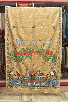 Nauka Par Pattachitra Tussar Silk Saree