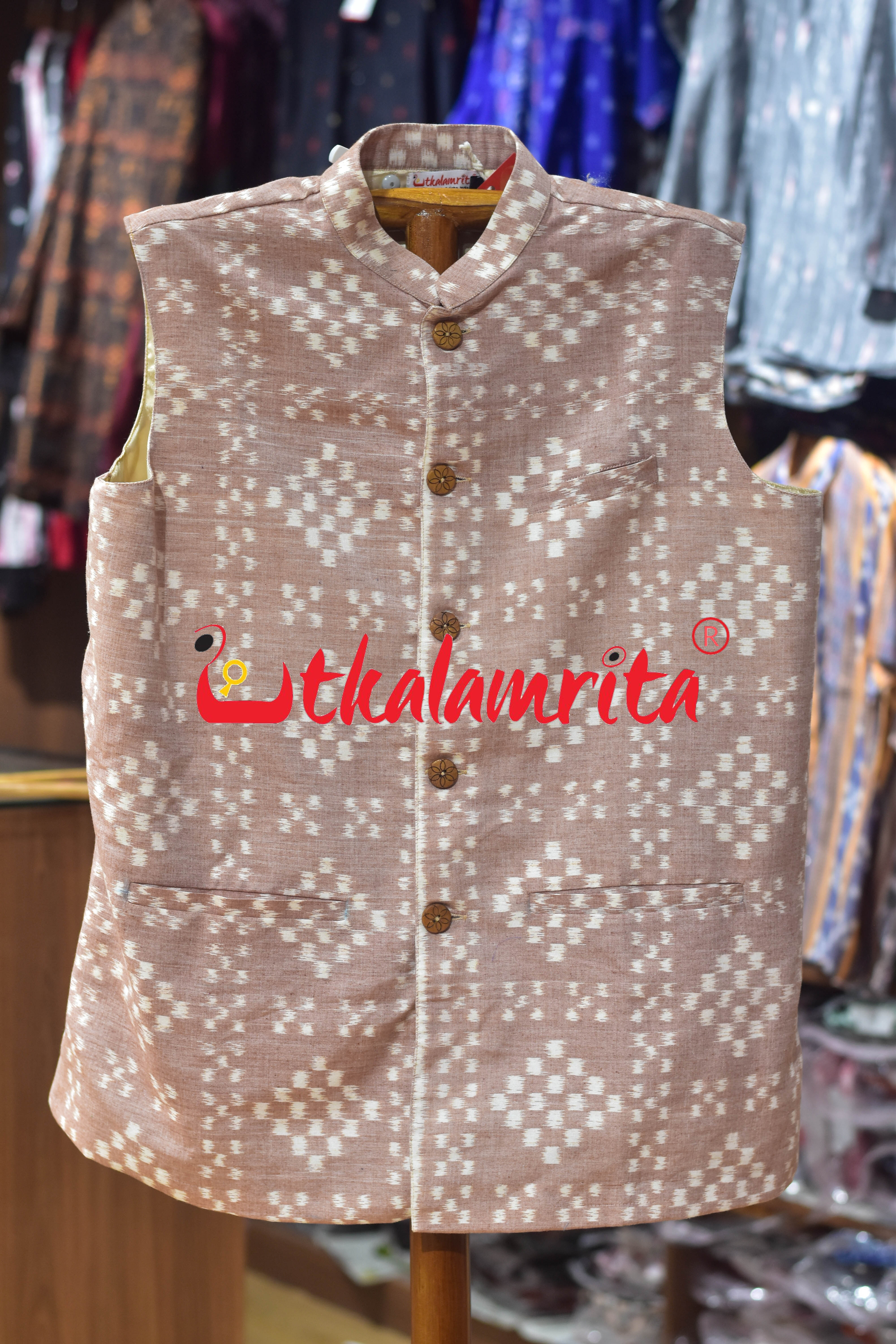 Peach Single Ikat Pasapali (Modi Jacket)