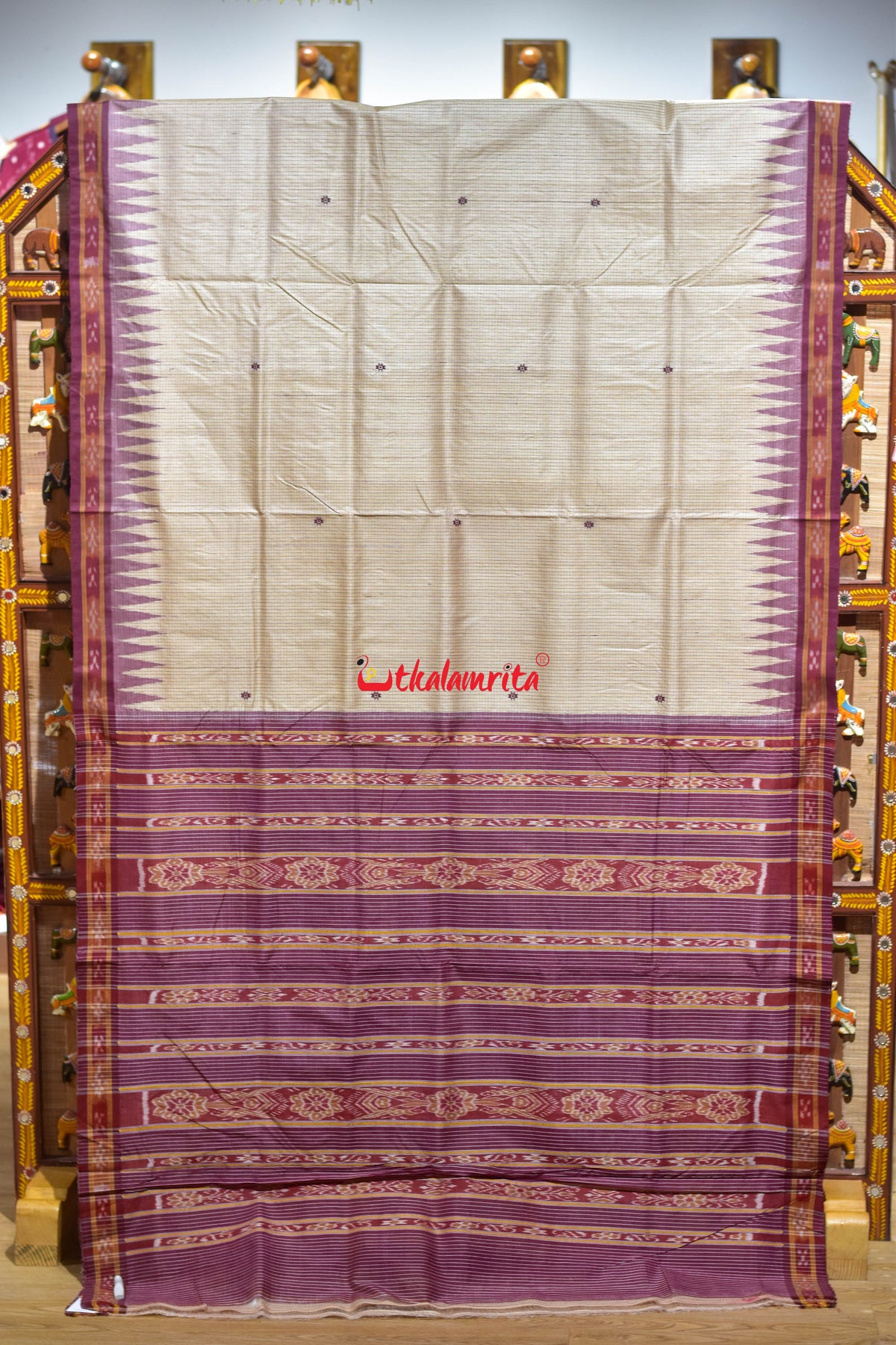 Natural Body Check Border Pasapali Gopalpur Tussar Silk Saree