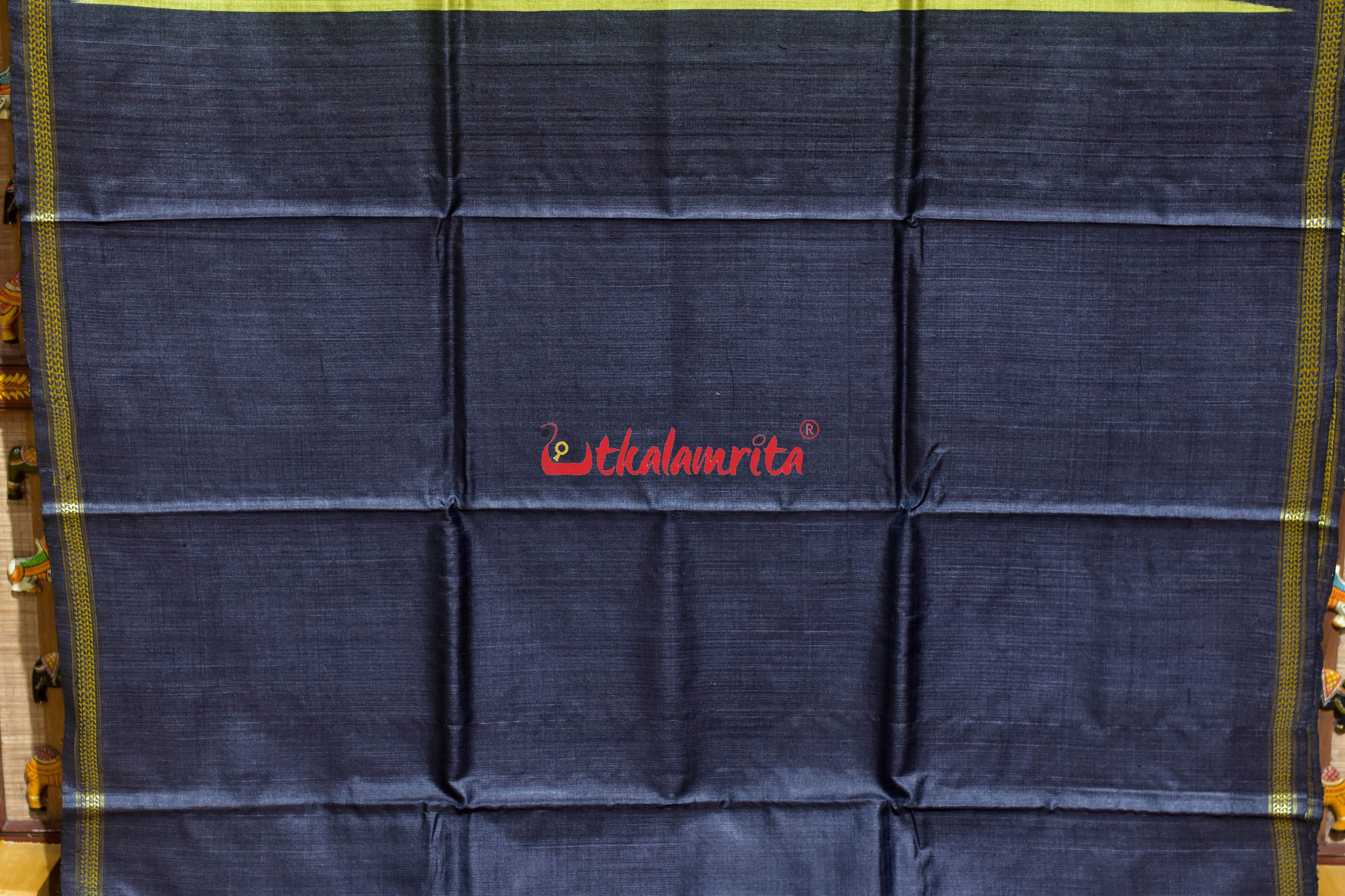Olive Green Dobby Anchal Gopalpur Tussar Silk Saree