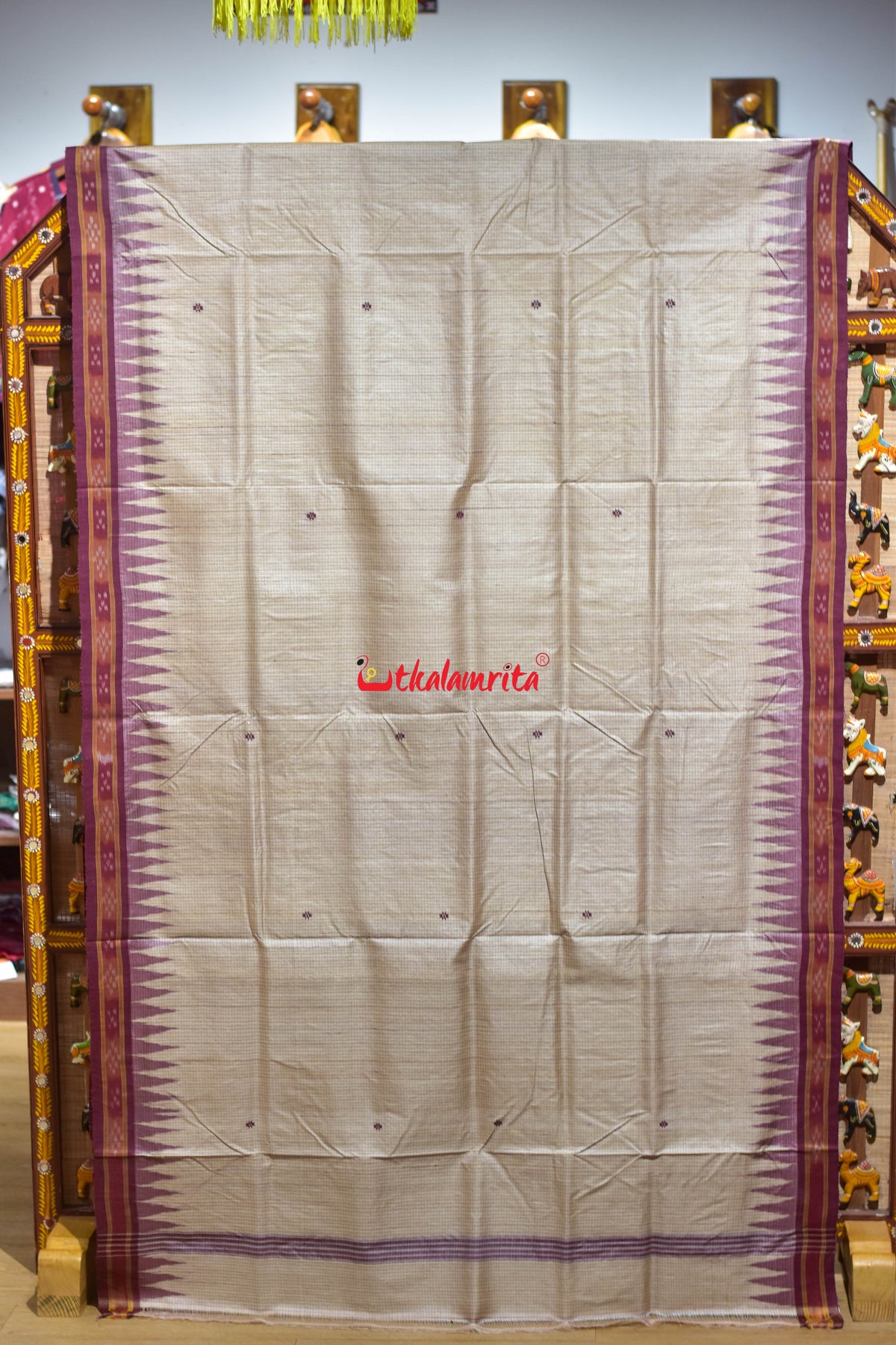 Natural Body Check Border Pasapali Gopalpur Tussar Silk Saree