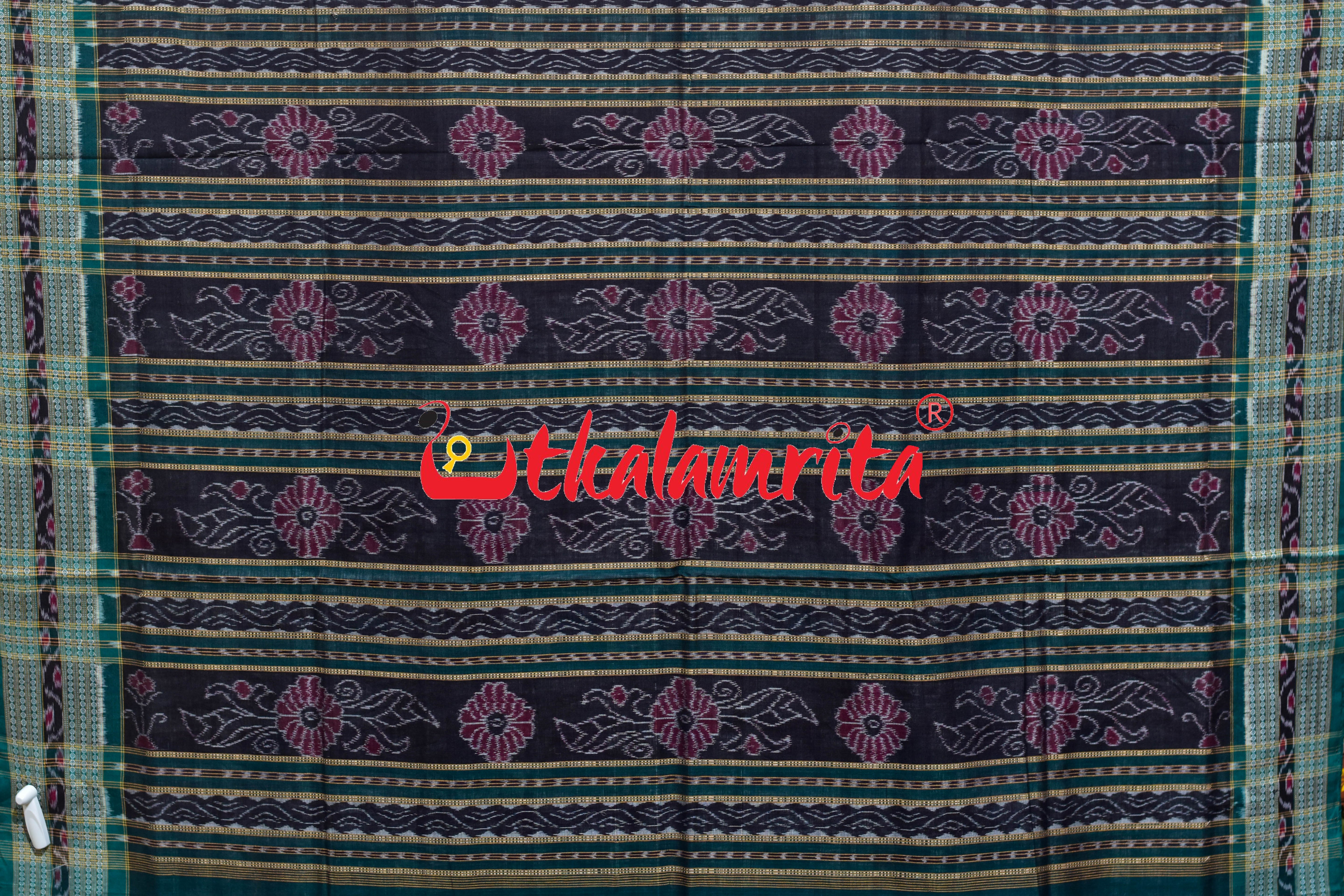 White Green Mini Aswini Sambalpuri Cotton Saree